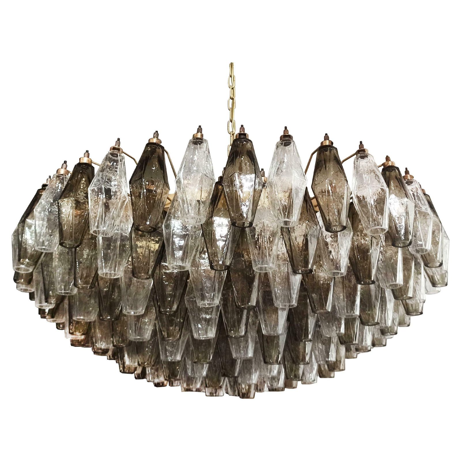 Charming Murano Glass Chandelier   185 Poliedri Clear And Smoked