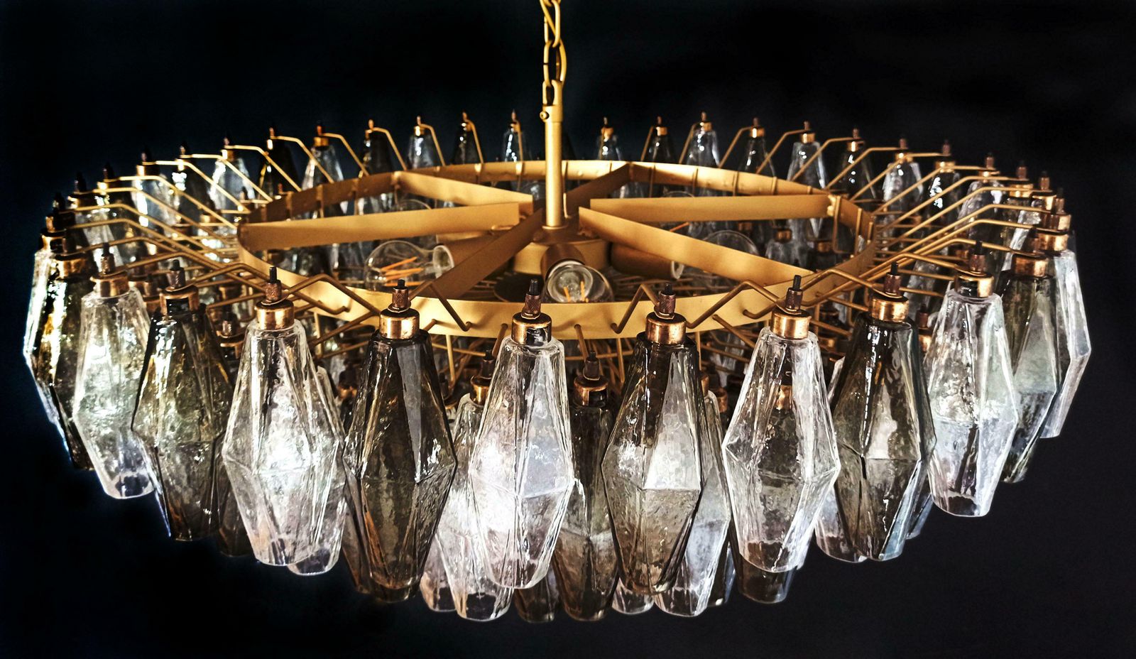 Charming Murano Glass Chandelier   185 Poliedri Clear And Smoked photo 5642.0