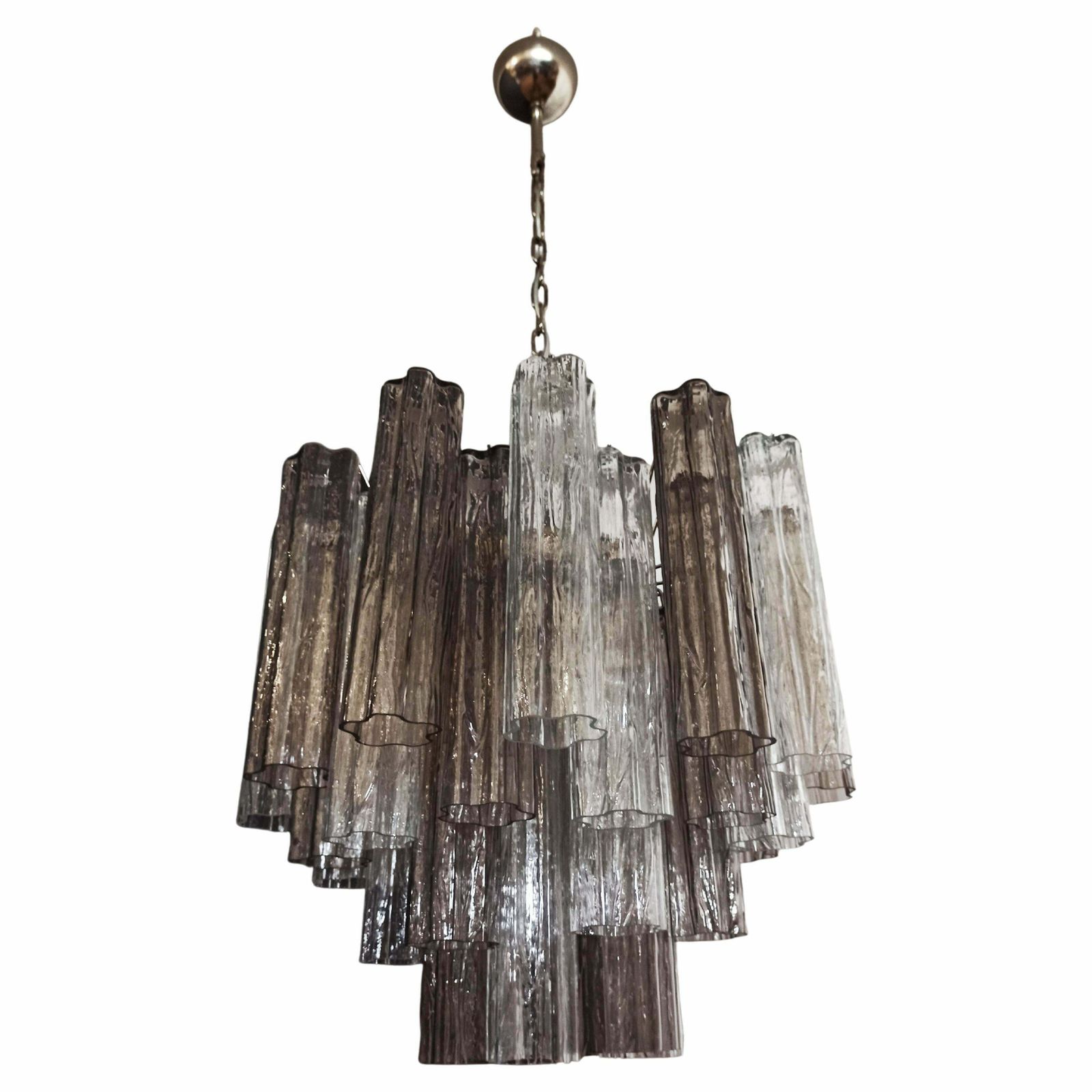 Elegant Murano Smoked Glass Tube Chandelier