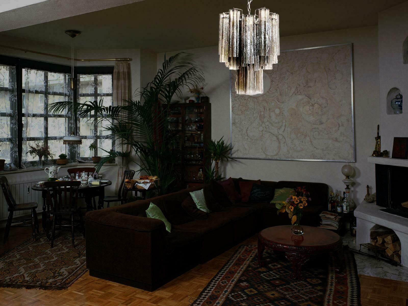 Elegant Murano Smoked Glass Tube Chandelier photo buy
