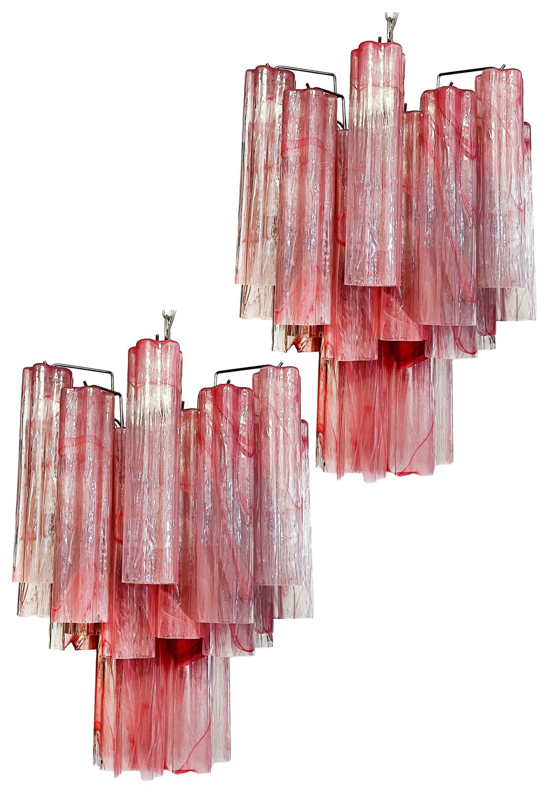 Charming Glass Tube Chandelier   30 Albaster Pink Glasses photo for sale