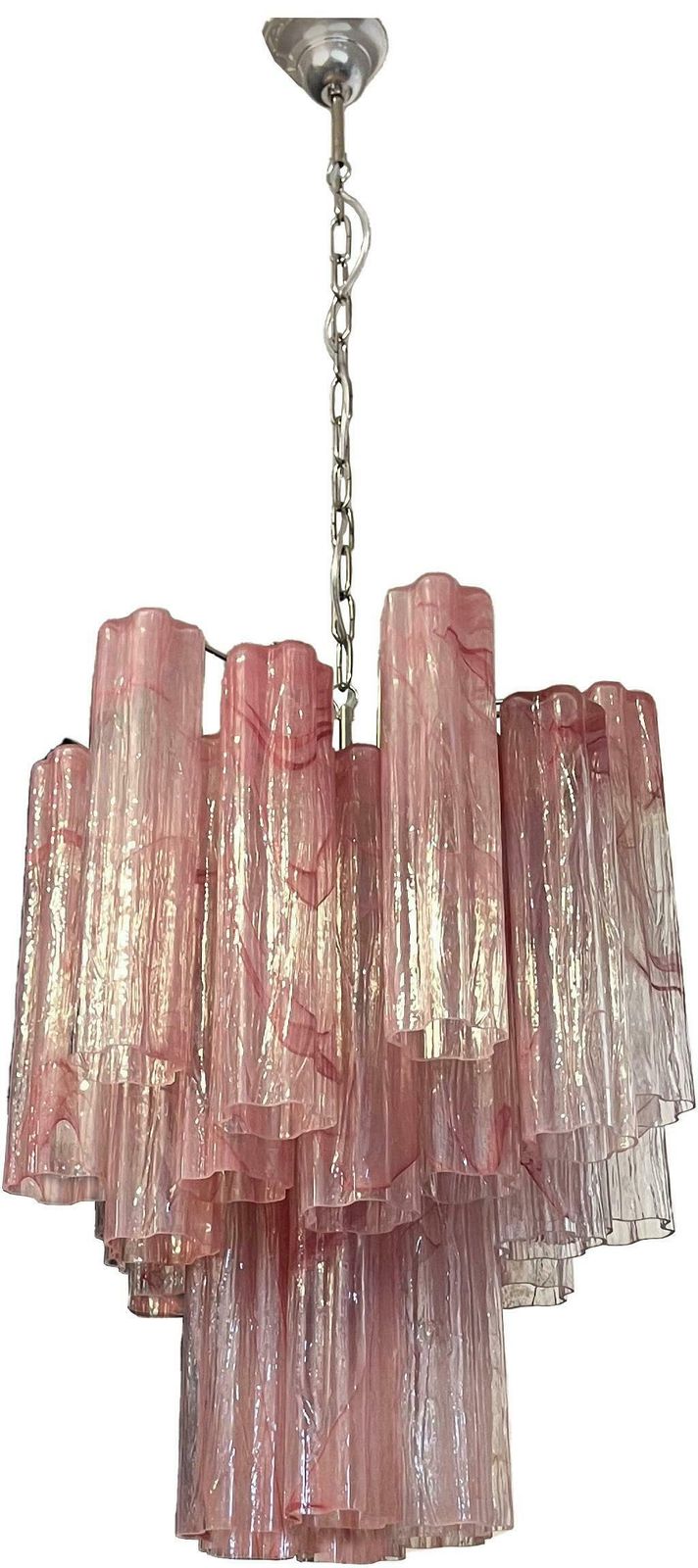 Charming Glass Tube Chandelier   30 Albaster Pink Glasses photo 927.0