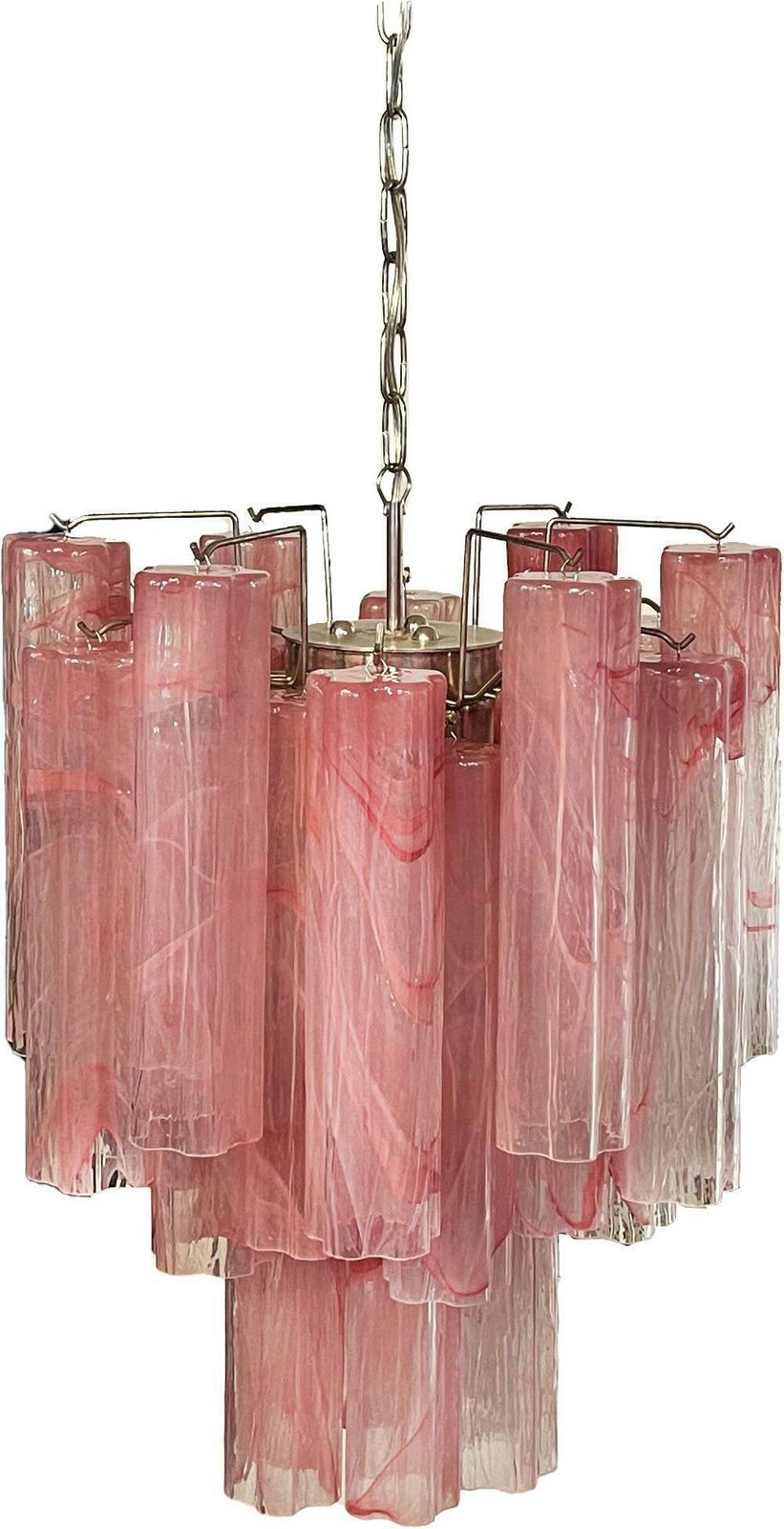 Charming Glass Tube Chandelier   30 Albaster Pink Glasses photo buy