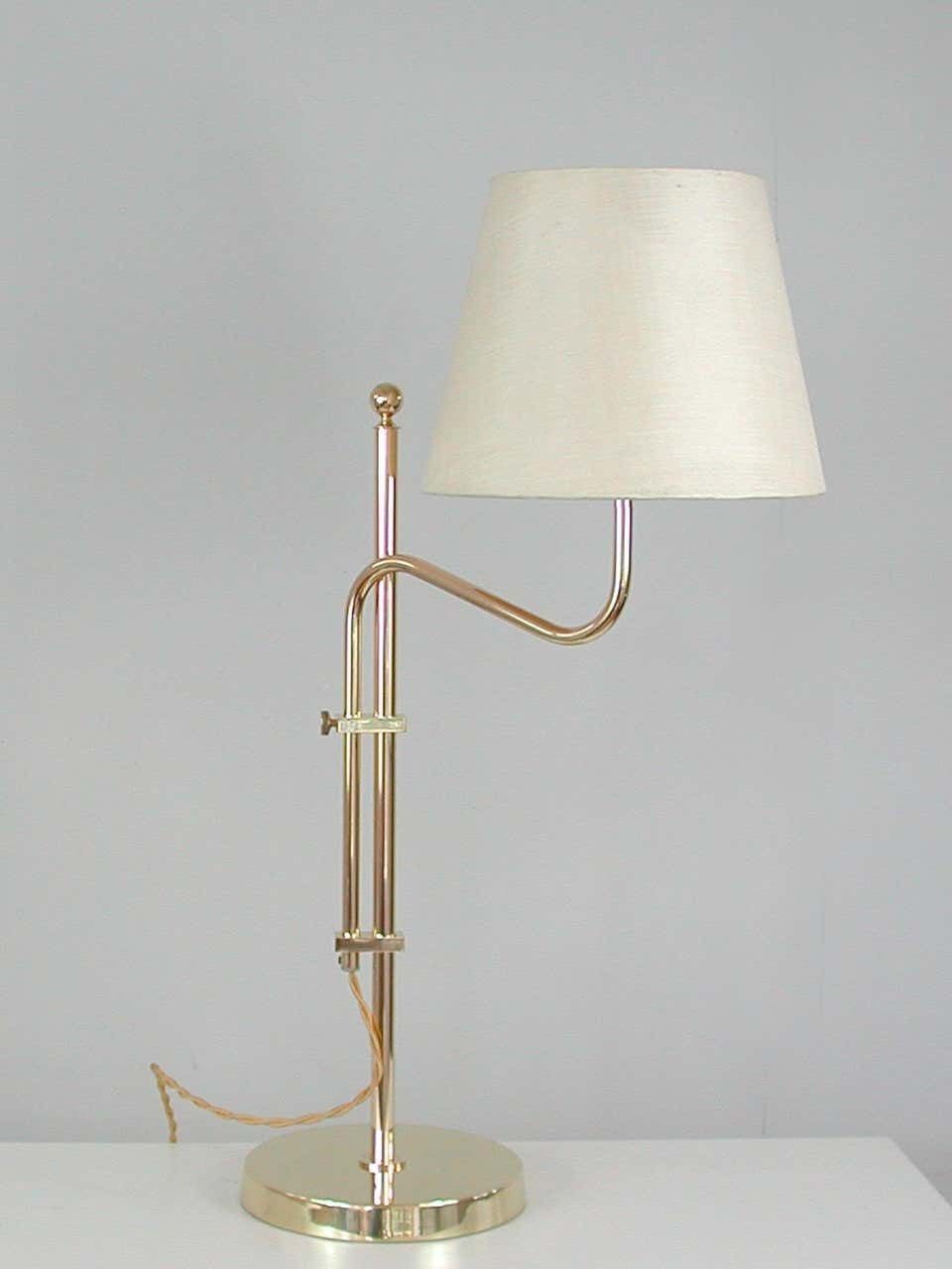 Adjustable Brass Table Lamp By Bergboms, Sweden, 1950s photo vinterior