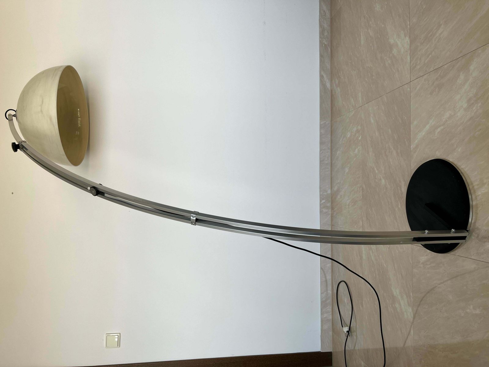 photo furniture Design Mid Century Harvey Guzzini Style Adjustable Floor Arc Lamp , Around 1970