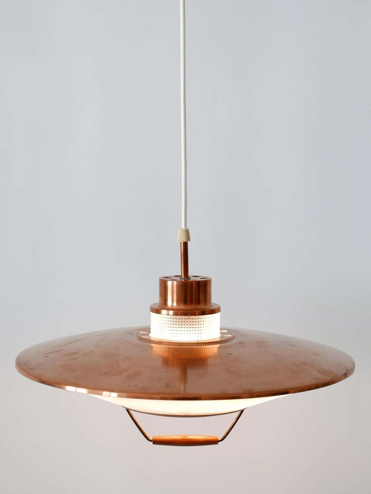 Rare Mid Century Modern Scandinavian Copper Pendant Lamp Or Hanging Light 1960 photo furniture