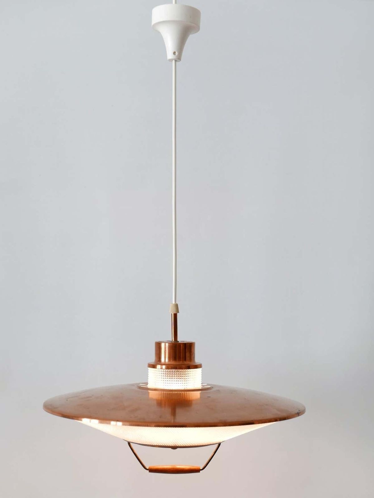 Rare Mid Century Modern Scandinavian Copper Pendant Lamp Or Hanging Light 1960 photo vinterior