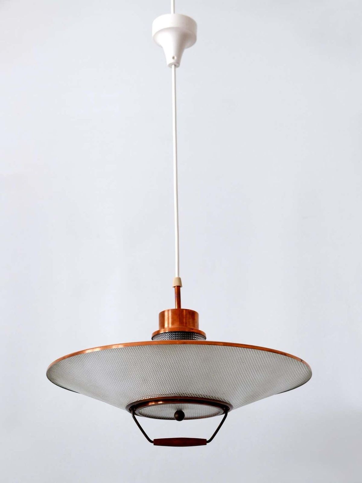 Lighting Rare Mid Century Modern Scandinavian Copper Pendant Lamp Or Hanging Light 1960 photo