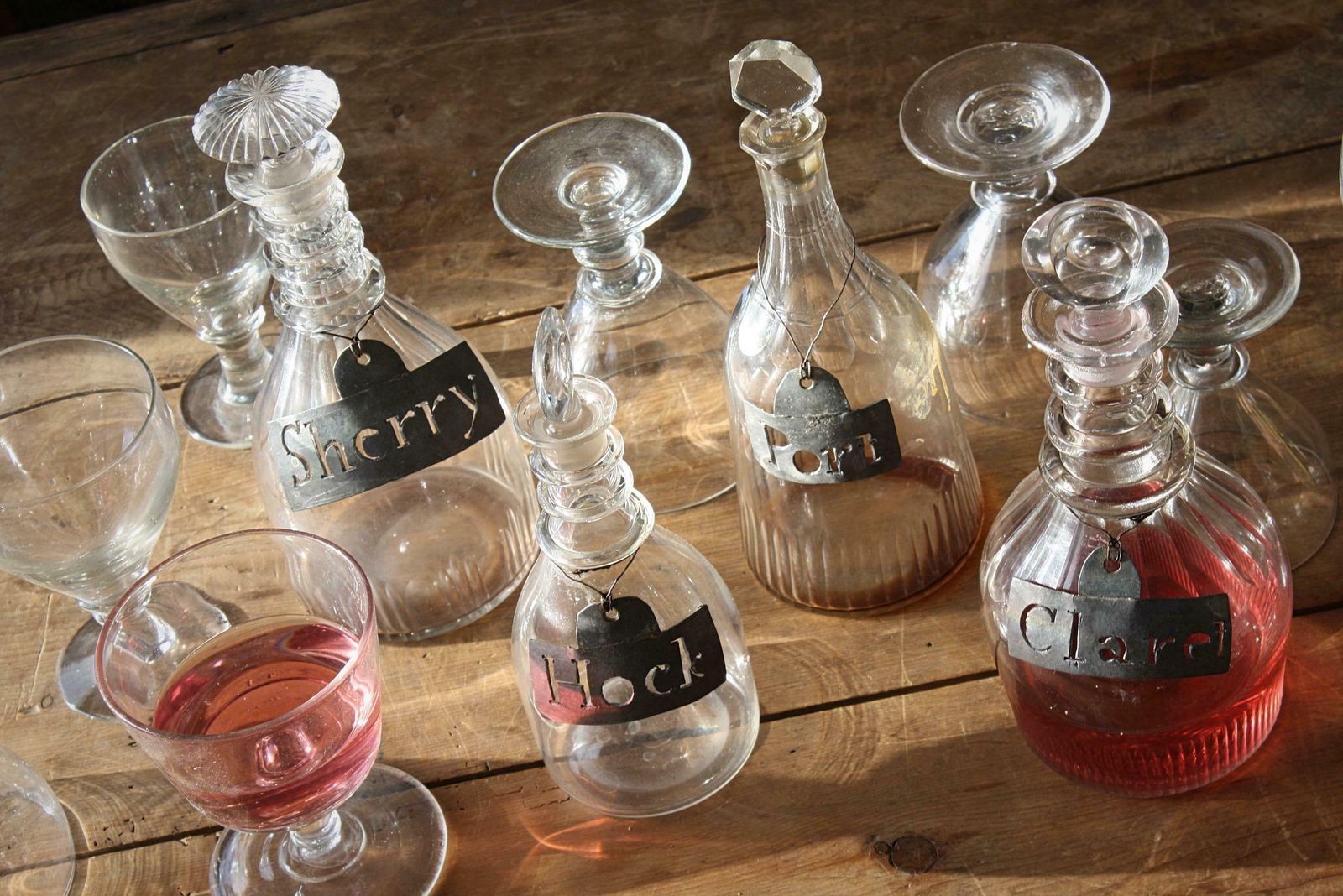 19th Century Collection Of Georgian Rummers & Labeled Cut Glass Decanters photo Home Decor