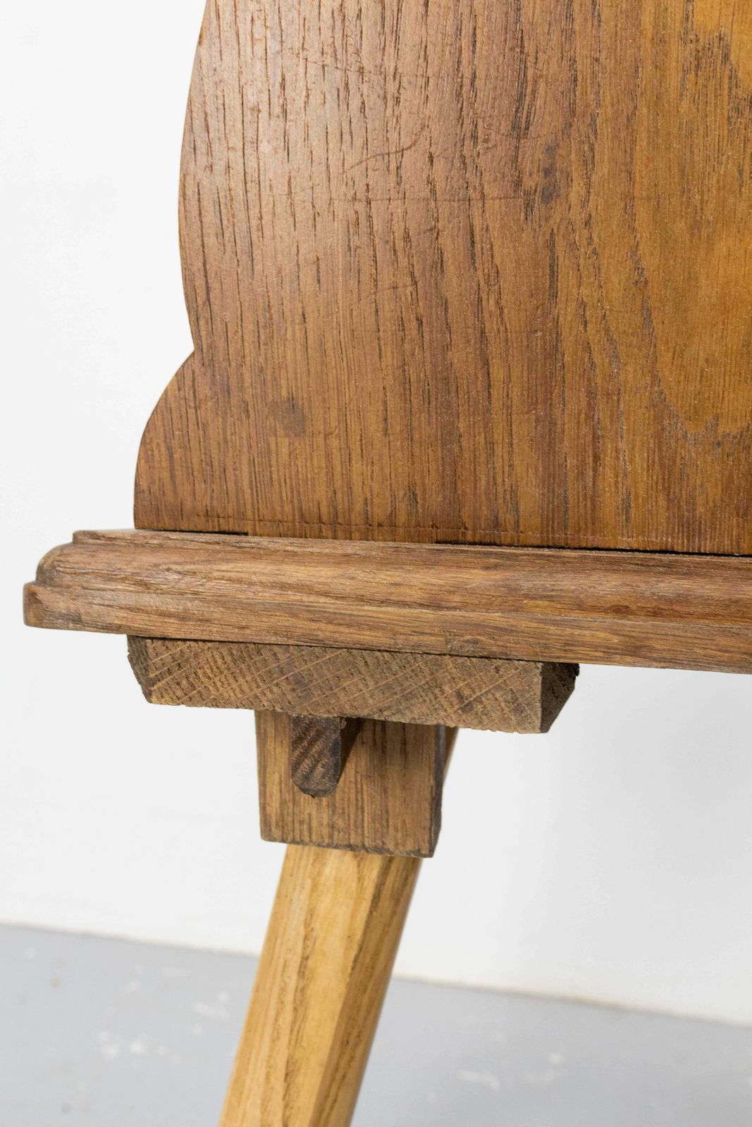 Pair Dining Chairs Swiss Alp Escabelles Oak Brutalist Style, French, Late 19th C photo vinterior