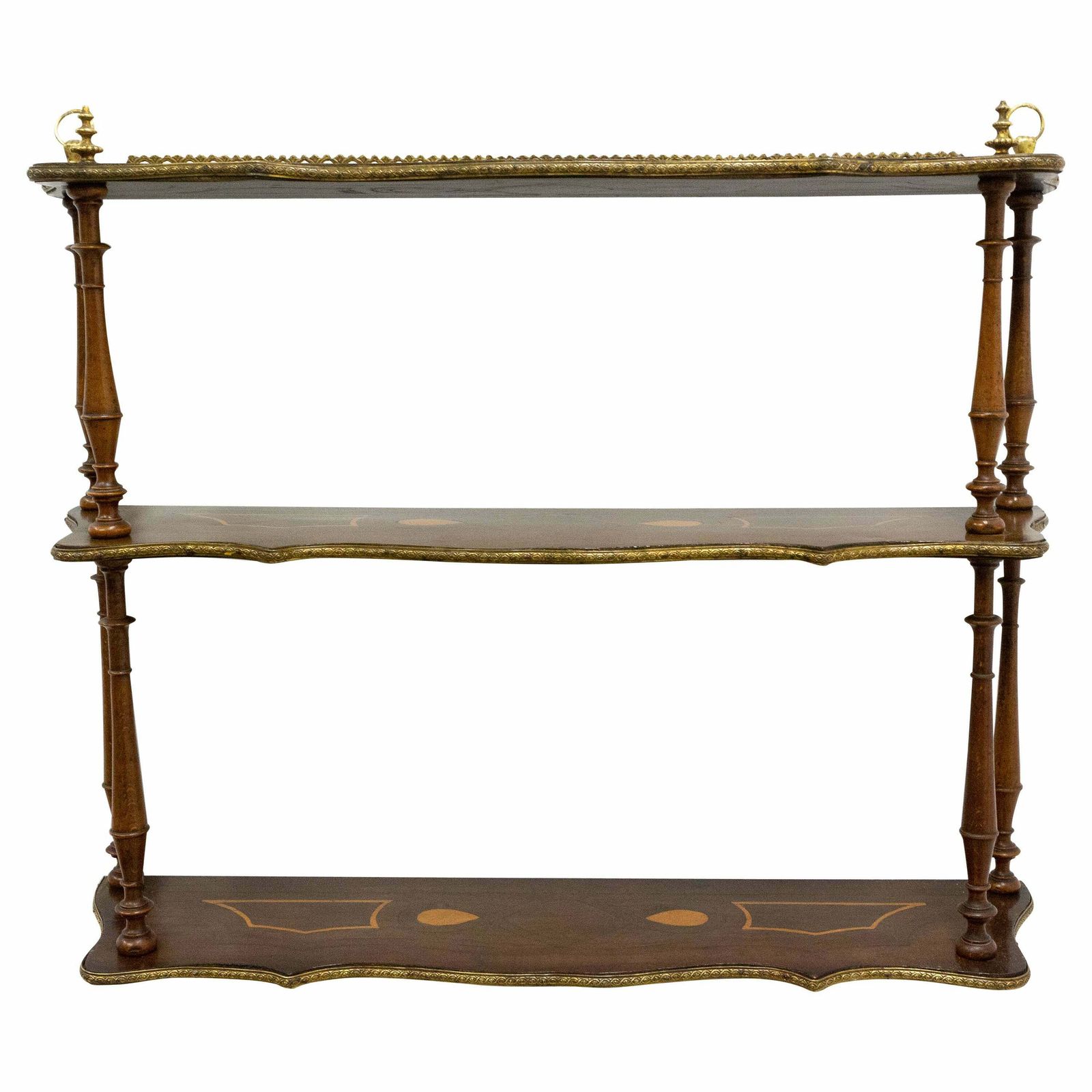 Wall Wood Shelves Napoleon III With Brass Gallery & Marquetry, Late 19th Century
