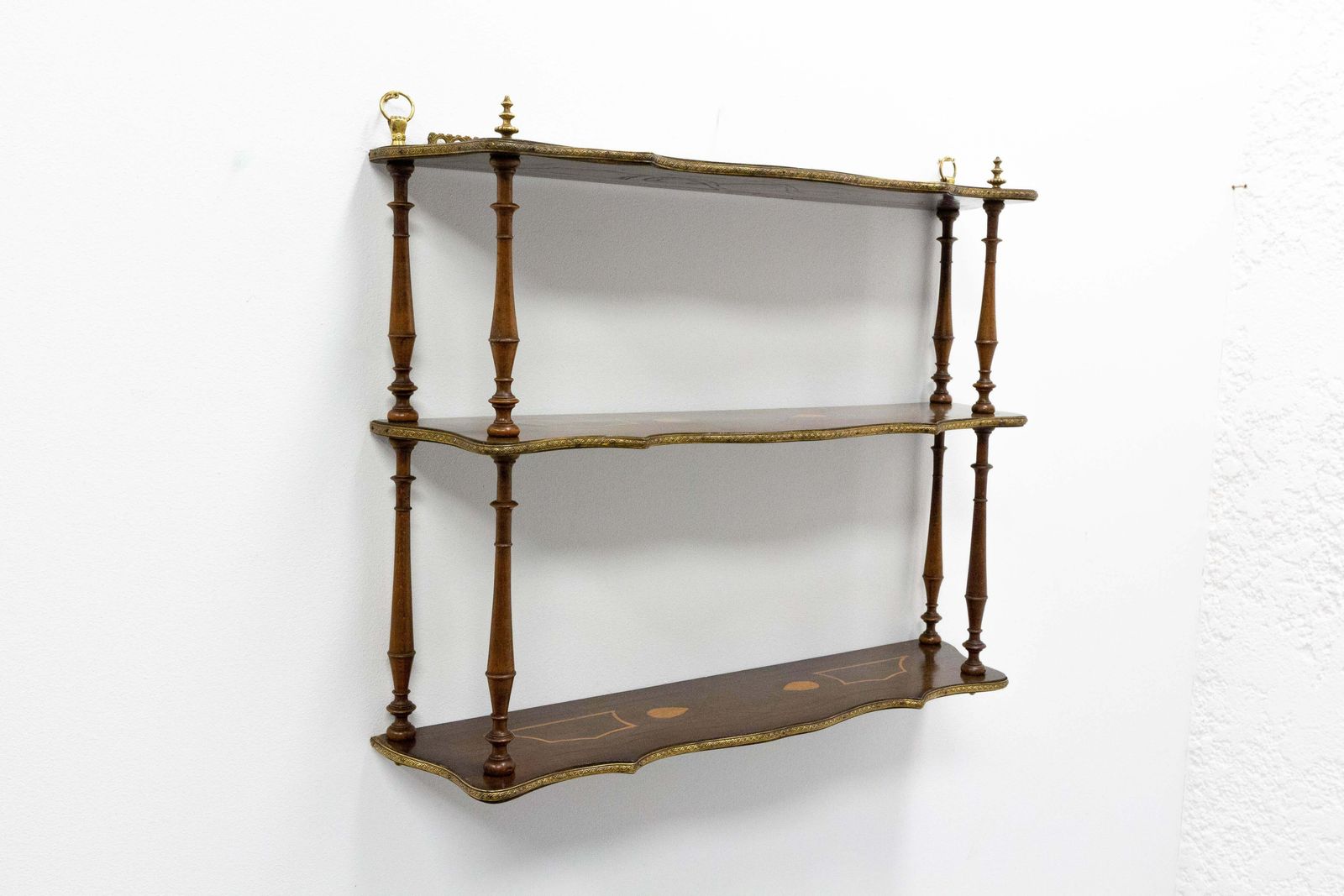 Wall Wood Shelves Napoleon III With Brass Gallery & Marquetry, Late 19th Century photo for sale