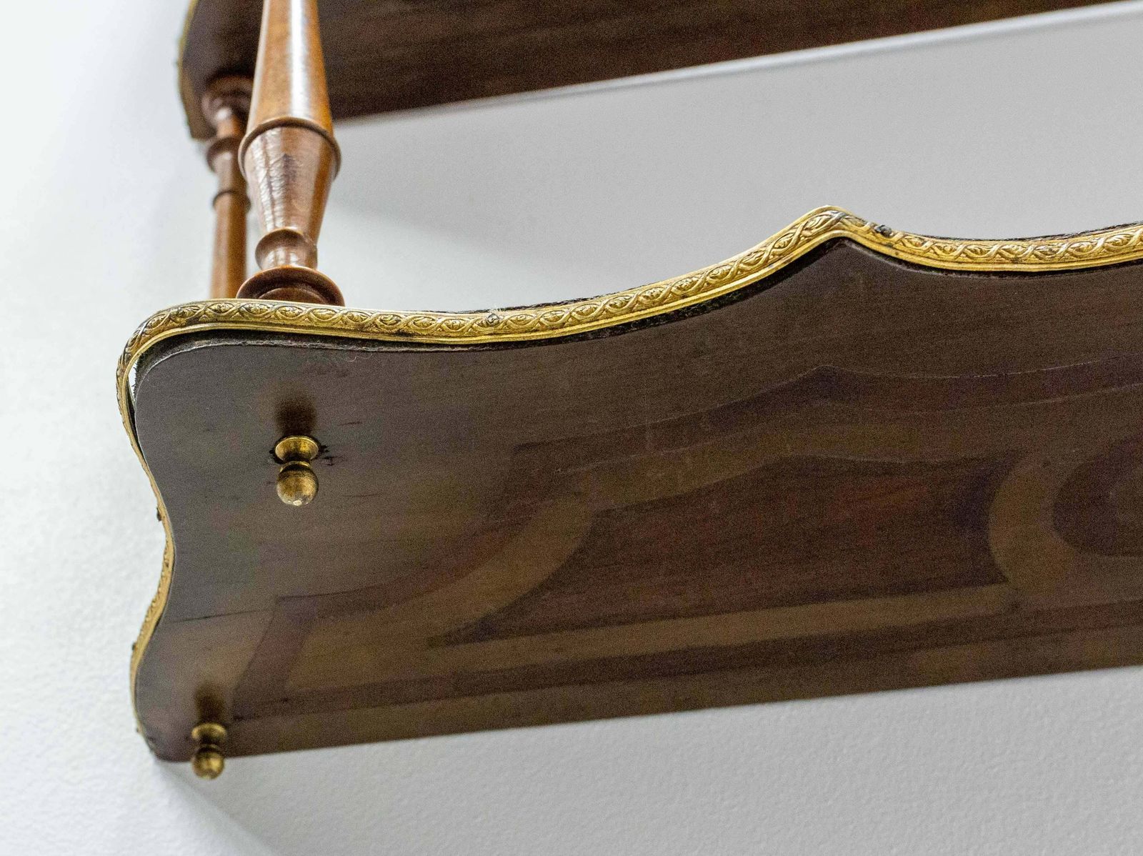 Furniture Wall Wood Shelves Napoleon III With Brass Gallery & Marquetry, Late 19th Century photo