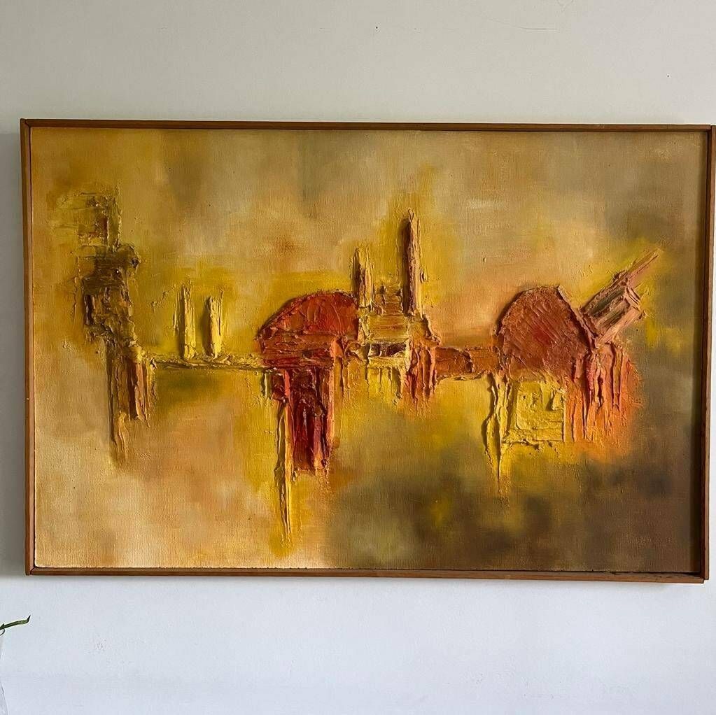 Original 70s Oil Painting/ Relief By John Jackson photo Art