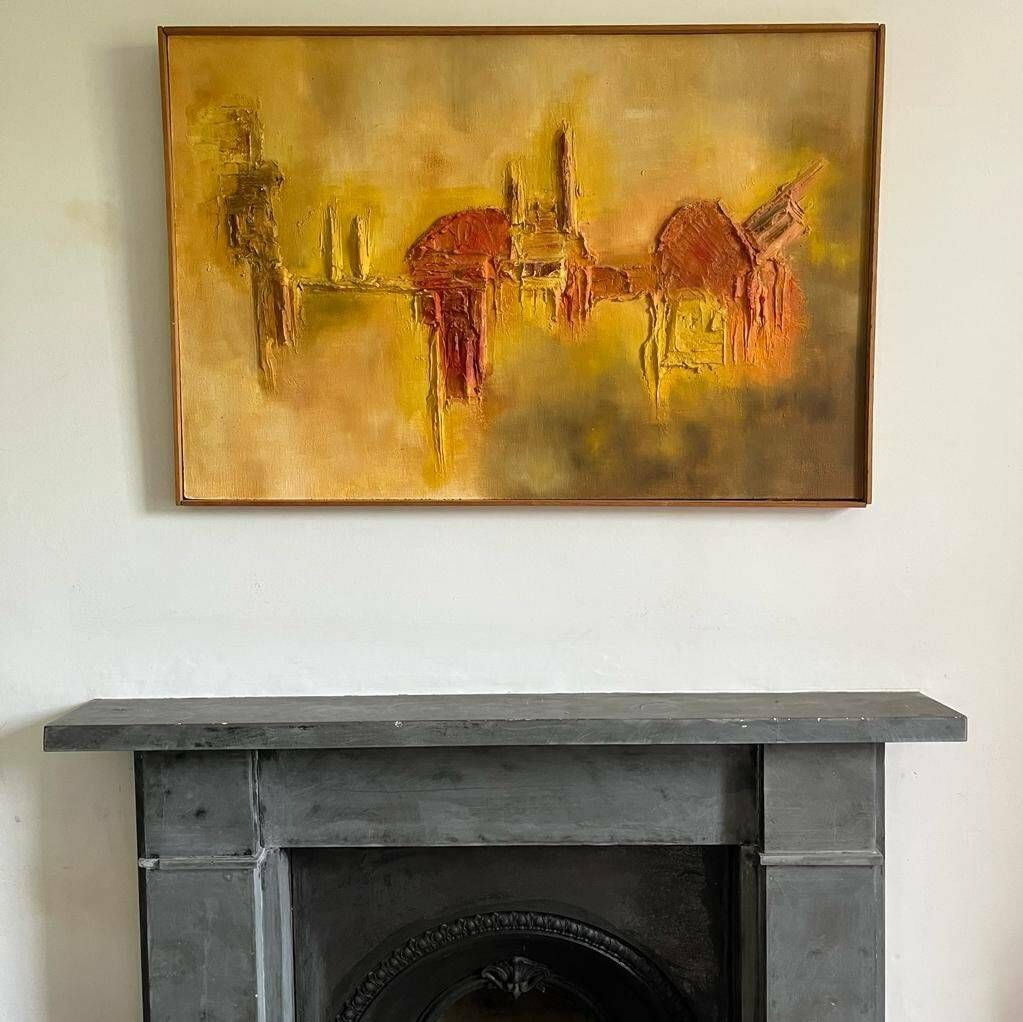 Original 70s Oil Painting/ Relief By John Jackson photo vinterior