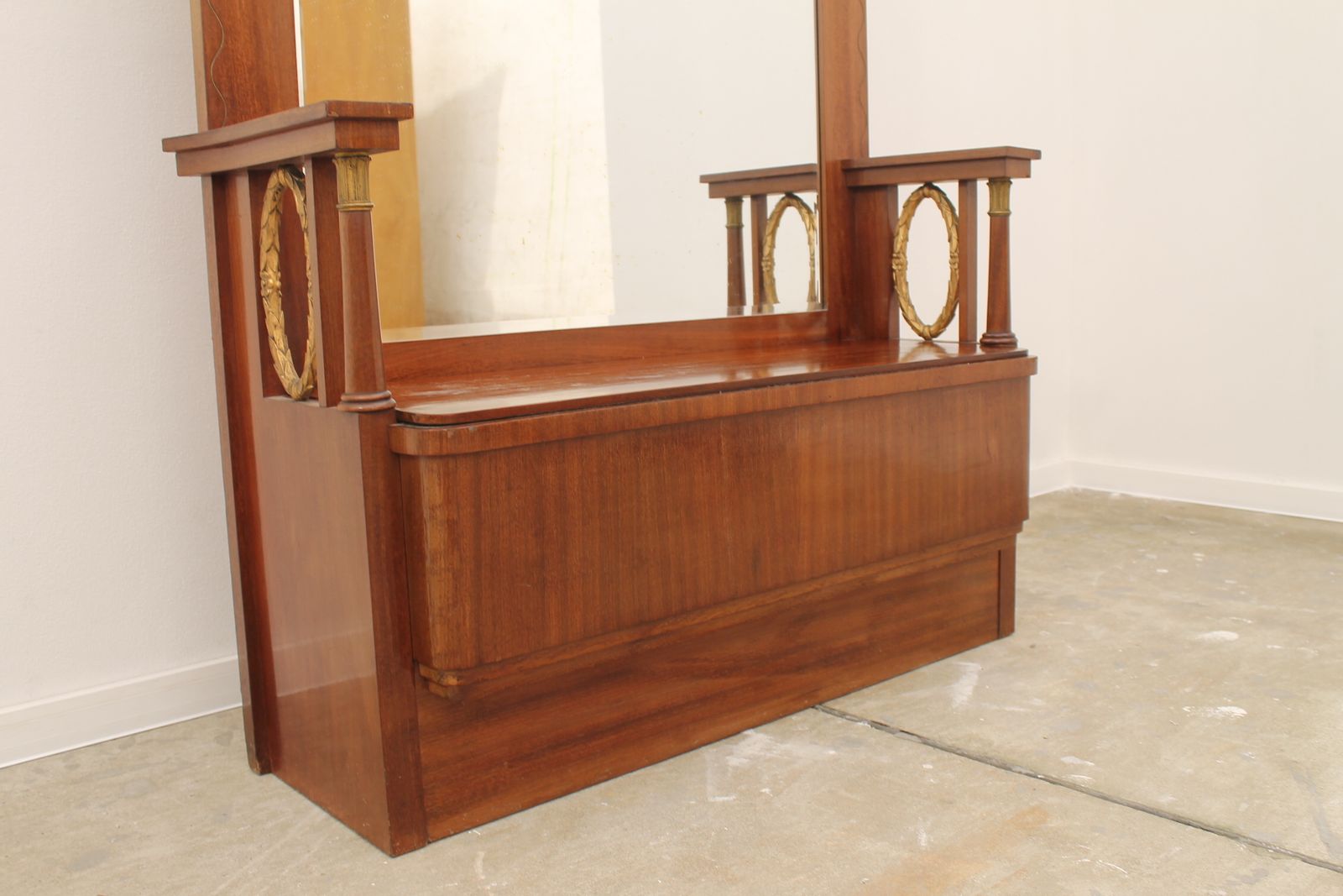 1957.0 Viennese Secession Huge Mahogany Hall Mirror, 1910 photo