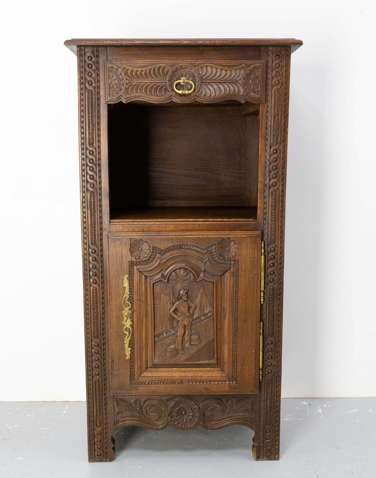 Chestnut Side Table Or Little Buffet, Sailor & Boats French Britanny, Circa 1940 photo furniture