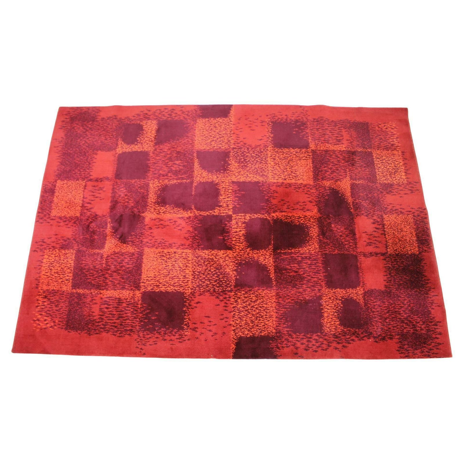 Mid Century Abstract Design Geometric Rug / Carpet, 1970s / Czechoslovakia