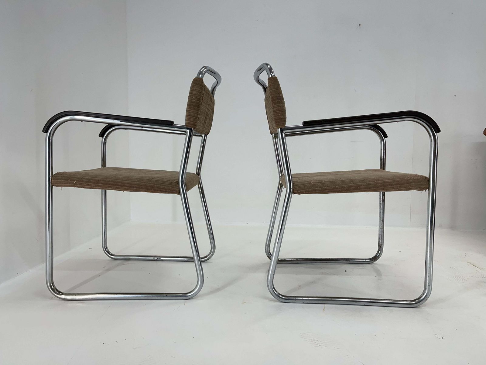 Pair Of Bauhaus Tubular Steel Chrome Armchairs   1930s photo 1840.0