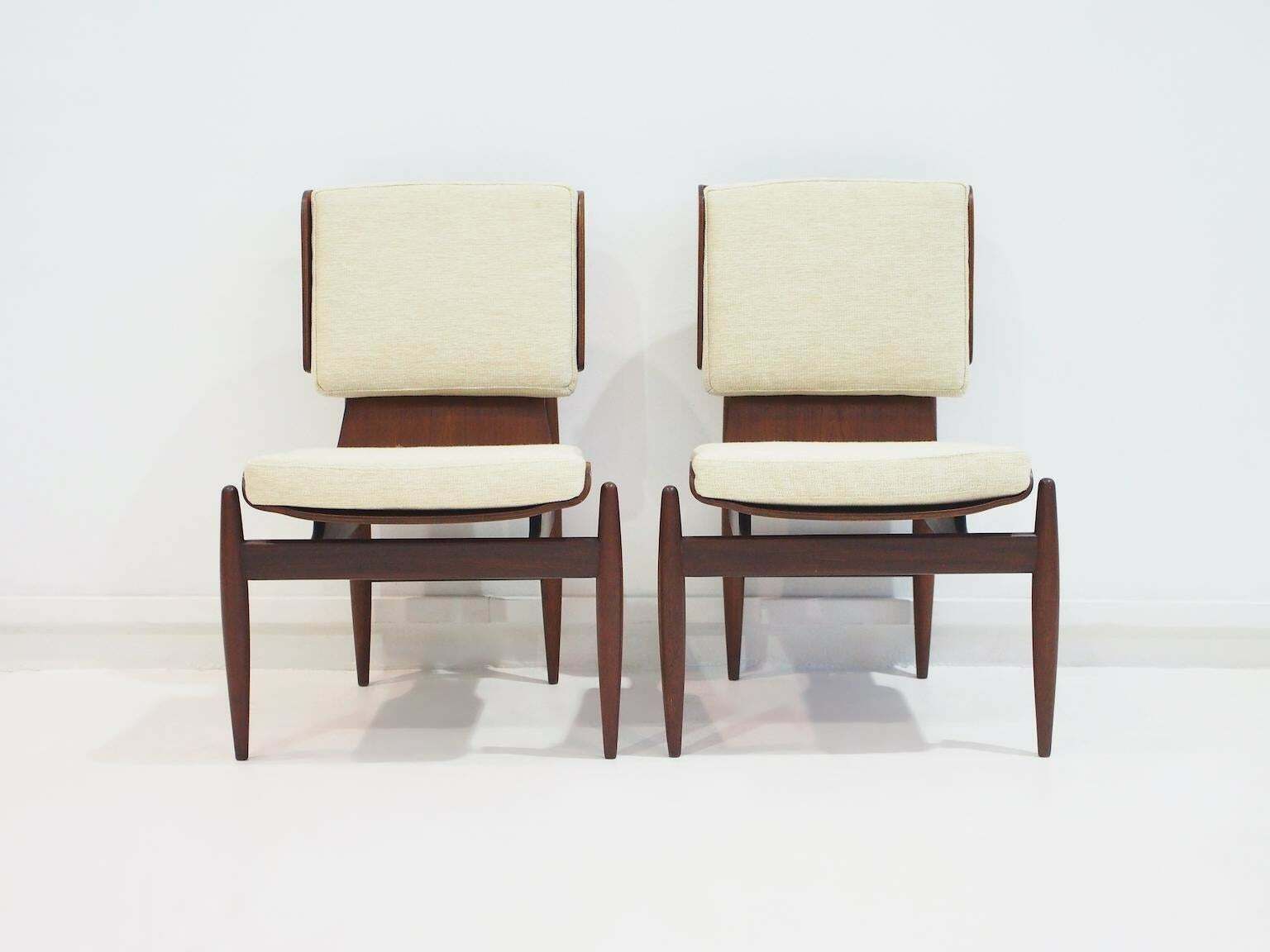 Pair Of Italian Modernist Wooden Side Chairs By Barovero photo furniture