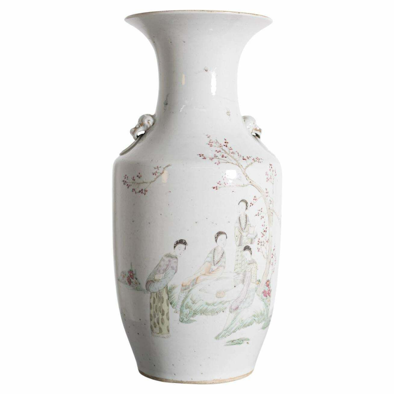 Chinese Porcelain Vase Of Ladies In The Garden