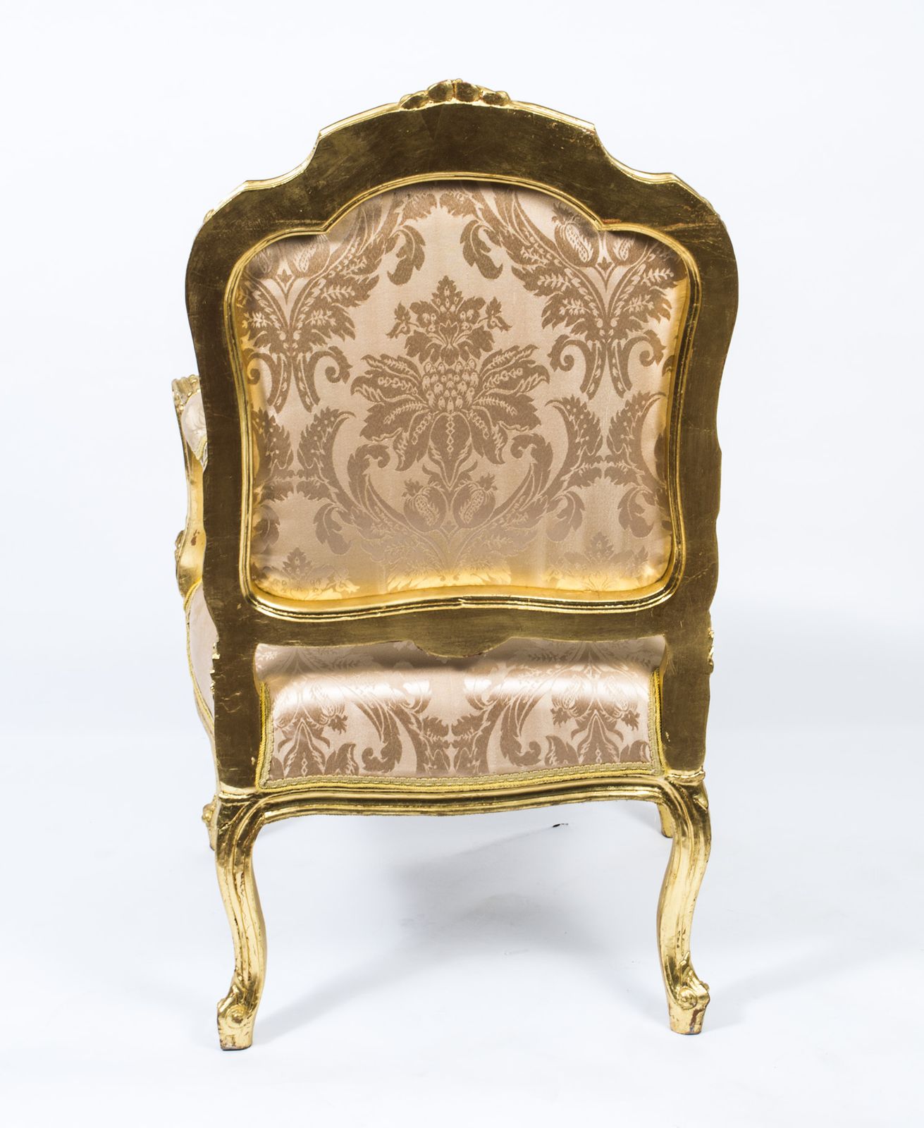 photo buy Vintage  Pair Louis XV Revival French Gilded Armchairs 20th C