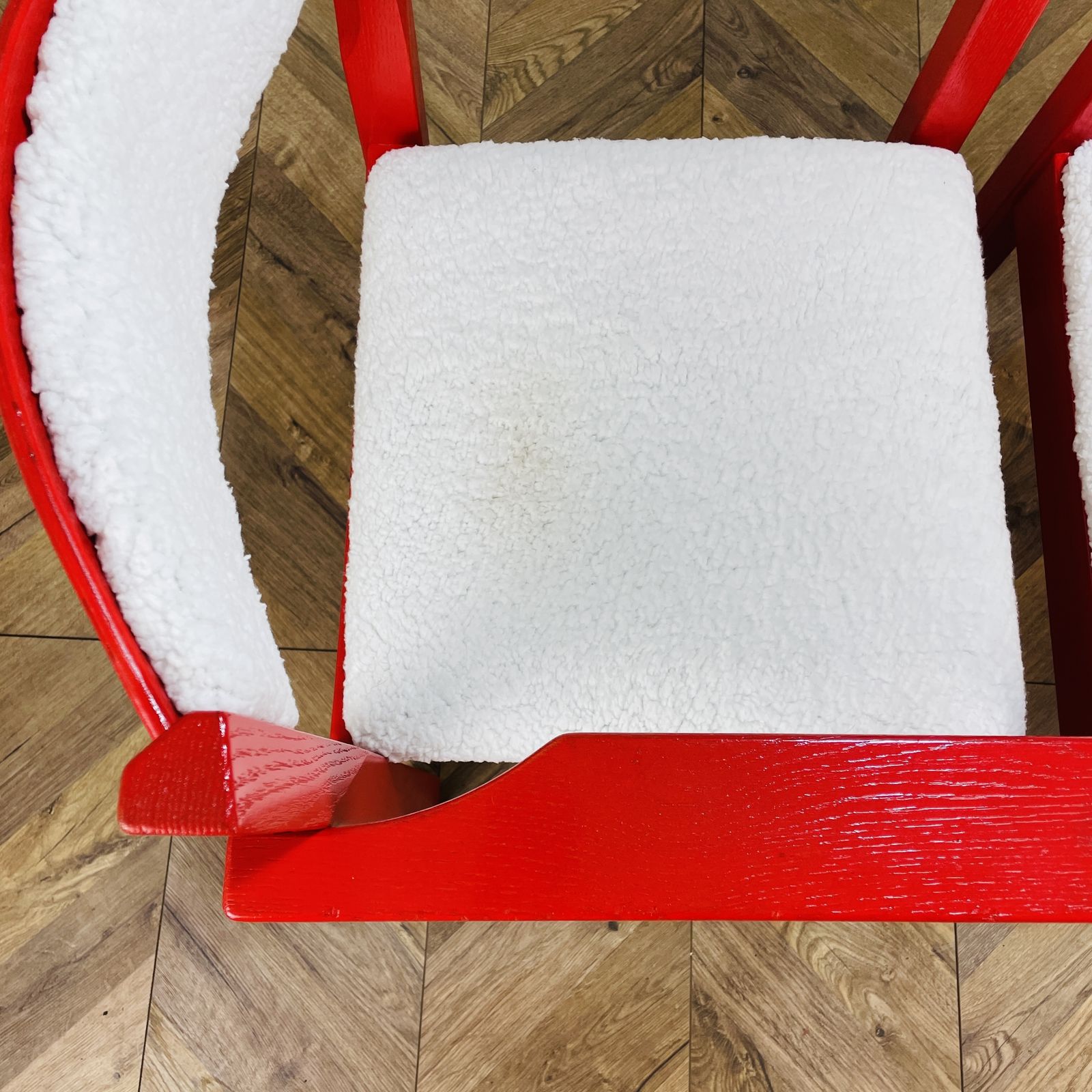Mid Century Red Modernist Armchairs, Circa 1970s, Set Of 2 photo vintage