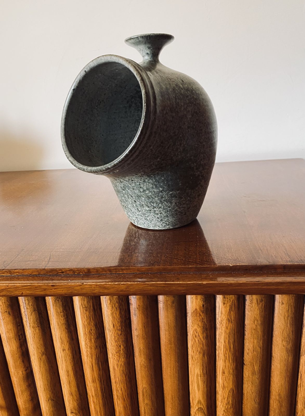 Organic Green Ceramic Vase, France 1960s photo vintage