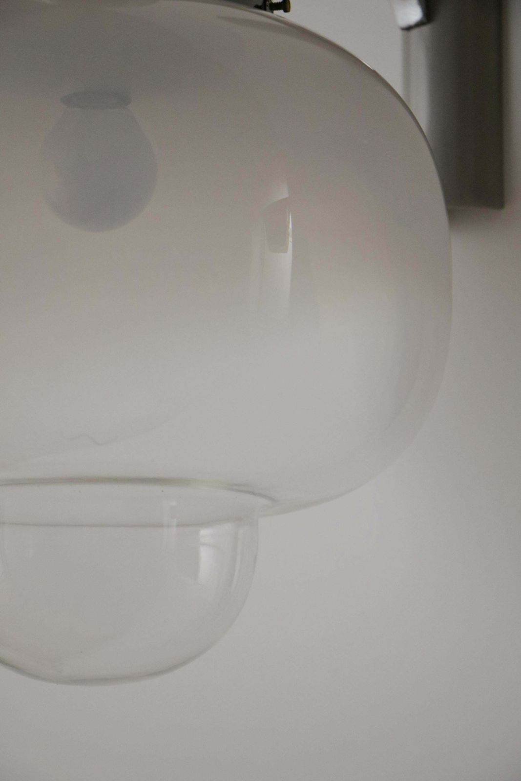 Italian Space Age Chromed Wall Milk Murano Glass Lamp By Gaetano Sciolari, 1960s photo vinterior