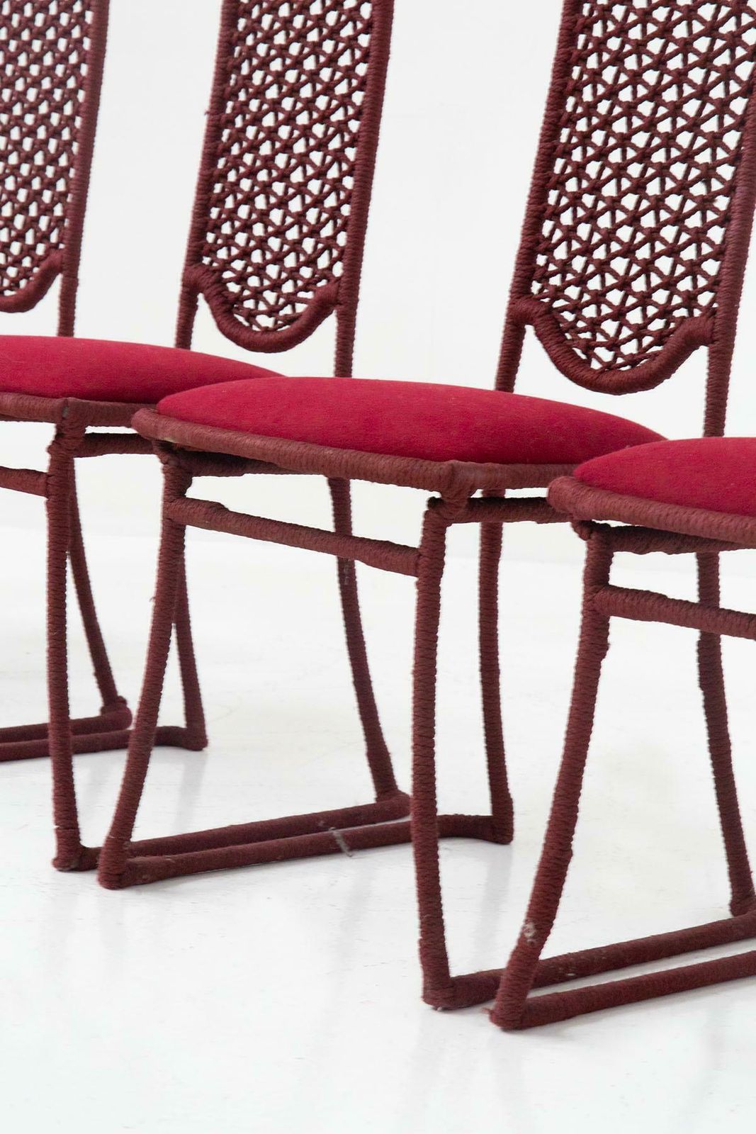 photo furniture Set Of Six Red Rope Chairs By Marzio Cecchi