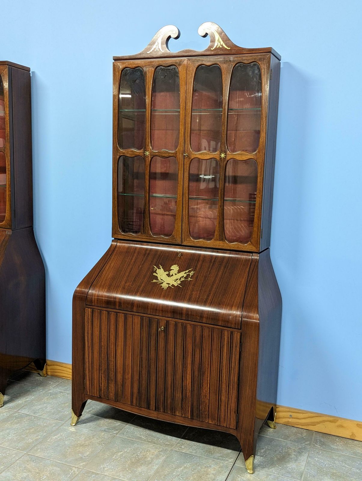 Pair Of Trumeau Bookcases In Mahogany Designed By Paolo Buffa, 1950s photo for sale