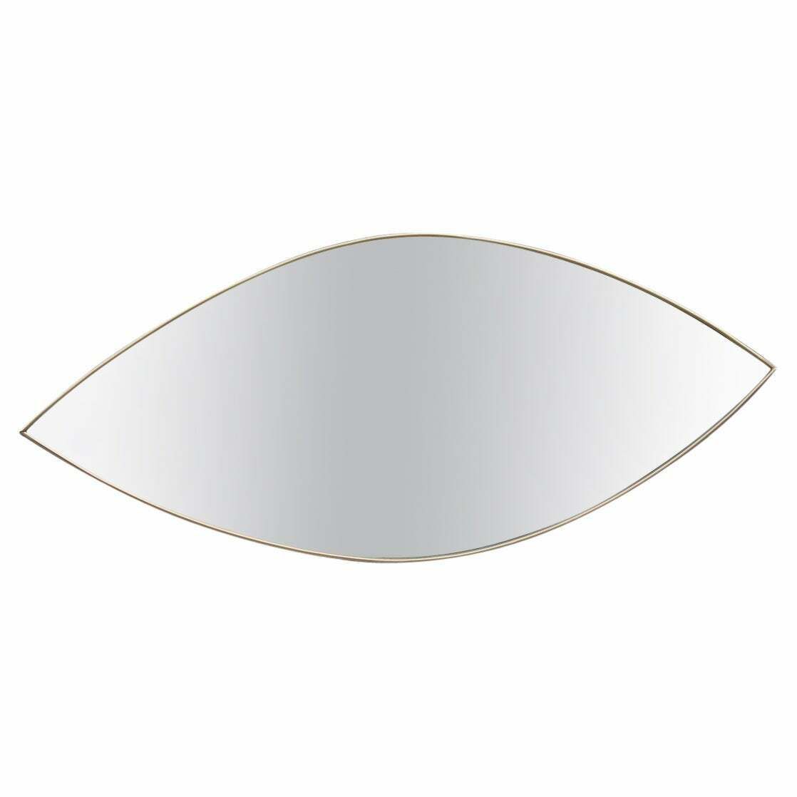Particular Midcentury Italian Eye Shaped Mirror In Shaped Brass 1950s