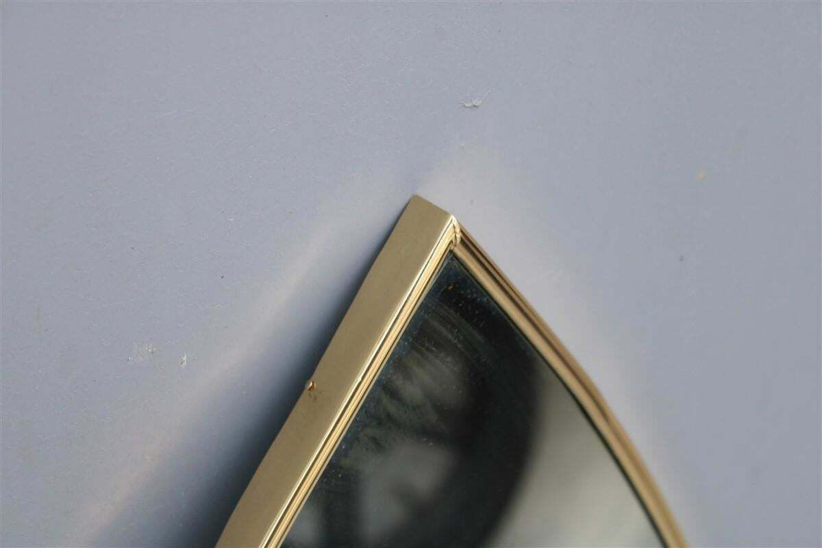 Particular Midcentury Italian Eye Shaped Mirror In Shaped Brass 1950s photo vintage