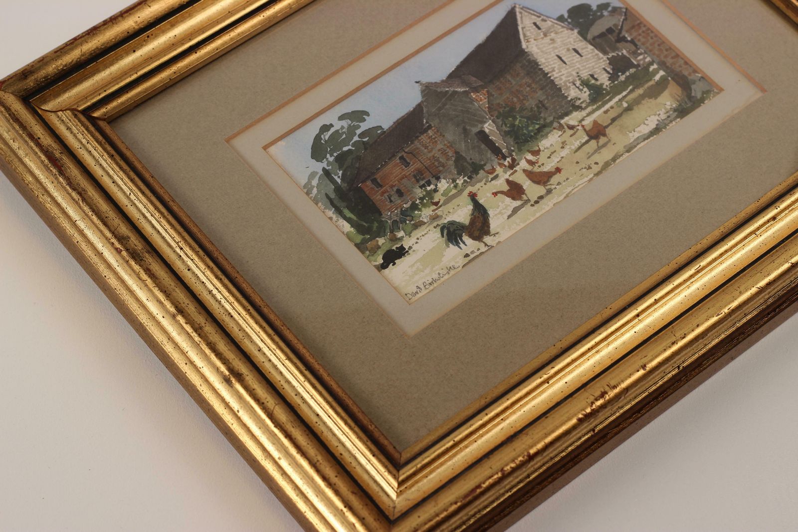 Watercolour By Artist David Birtwhistle Entitled Barn Cat photo furniture