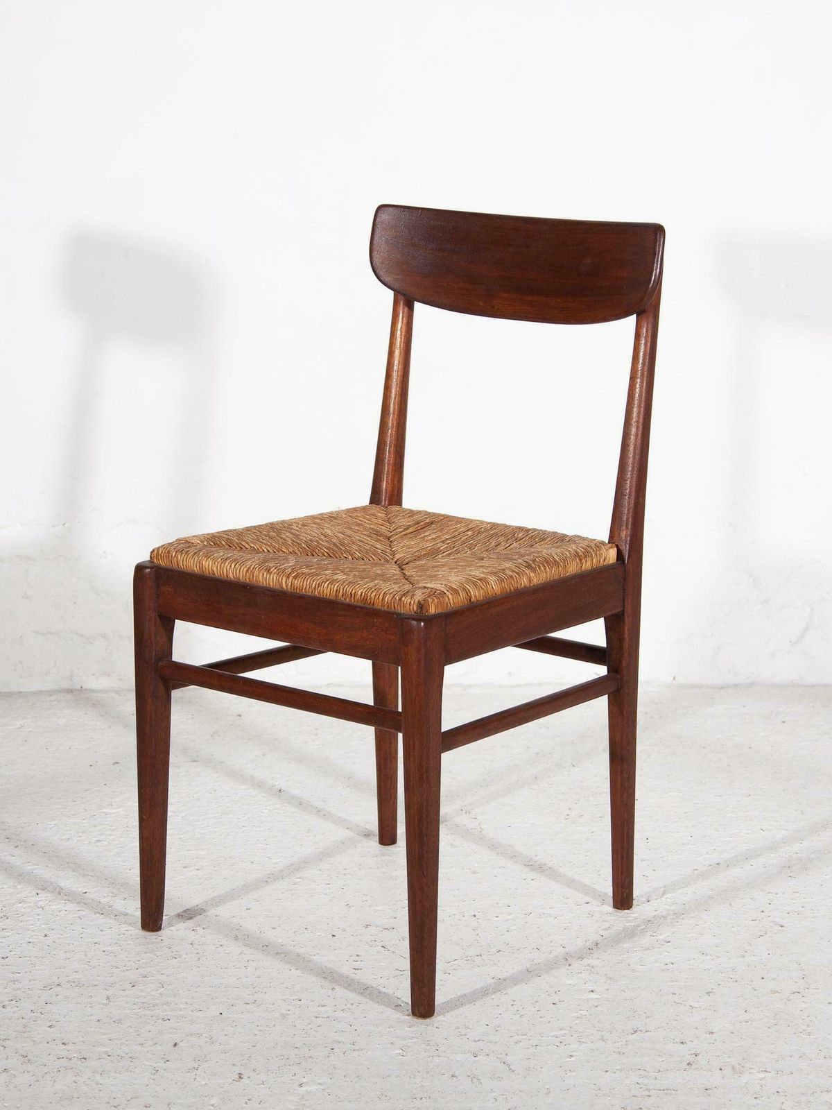 Teak Dining Chairs With Rattan Seat 1959, Belgium photo Furniture