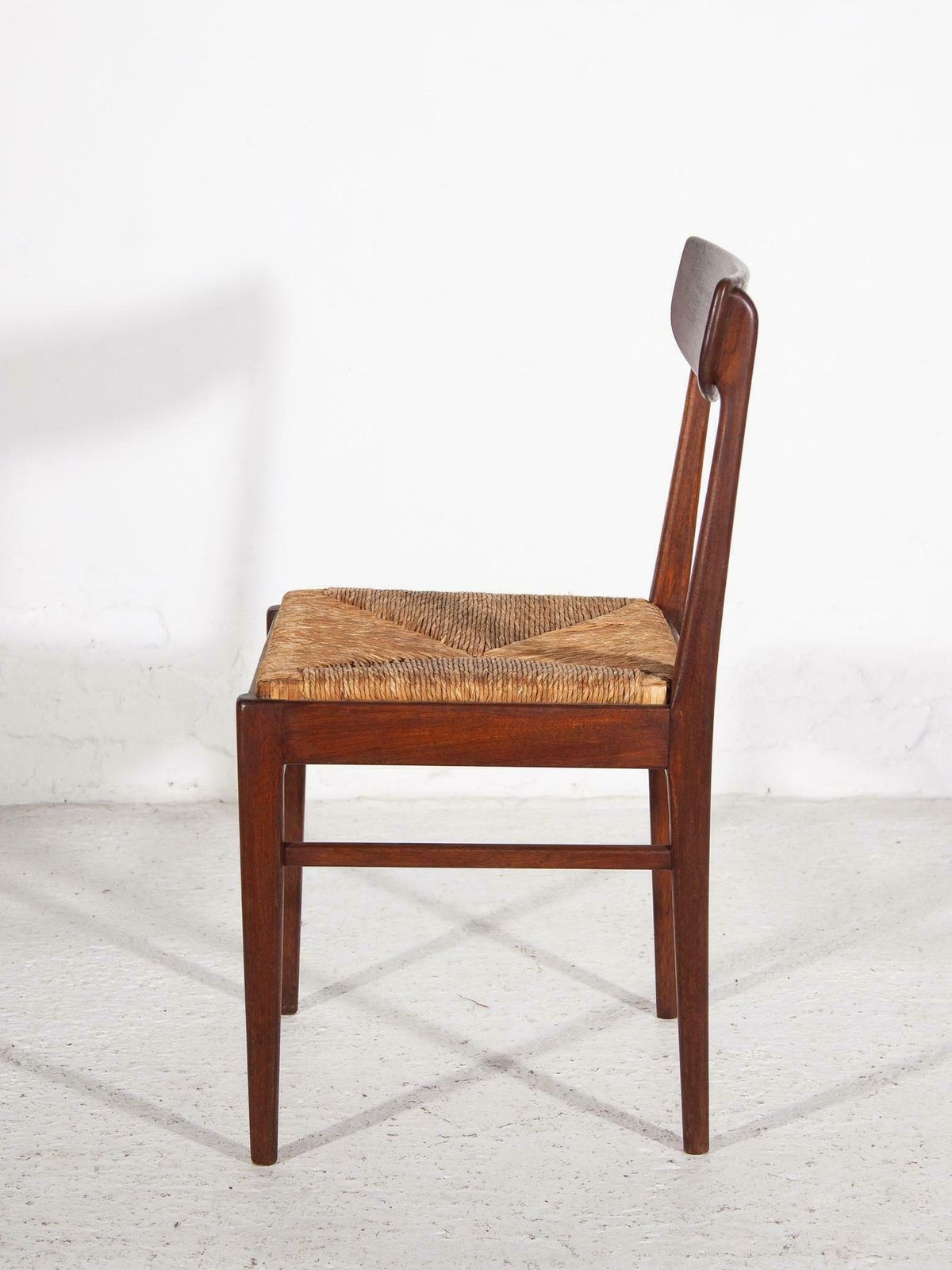 Teak Dining Chairs With Rattan Seat 1959, Belgium photo buy