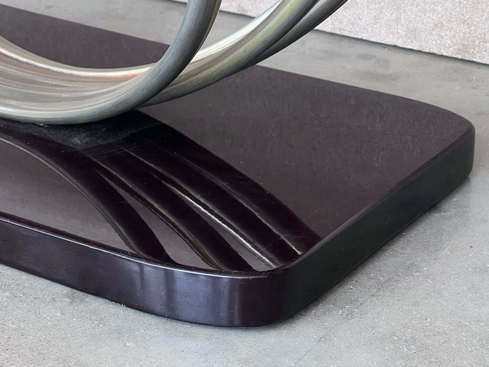 Furniture Art Decó Chrome Coffee Table With Fumé Glass Top And Ebonised Base photo