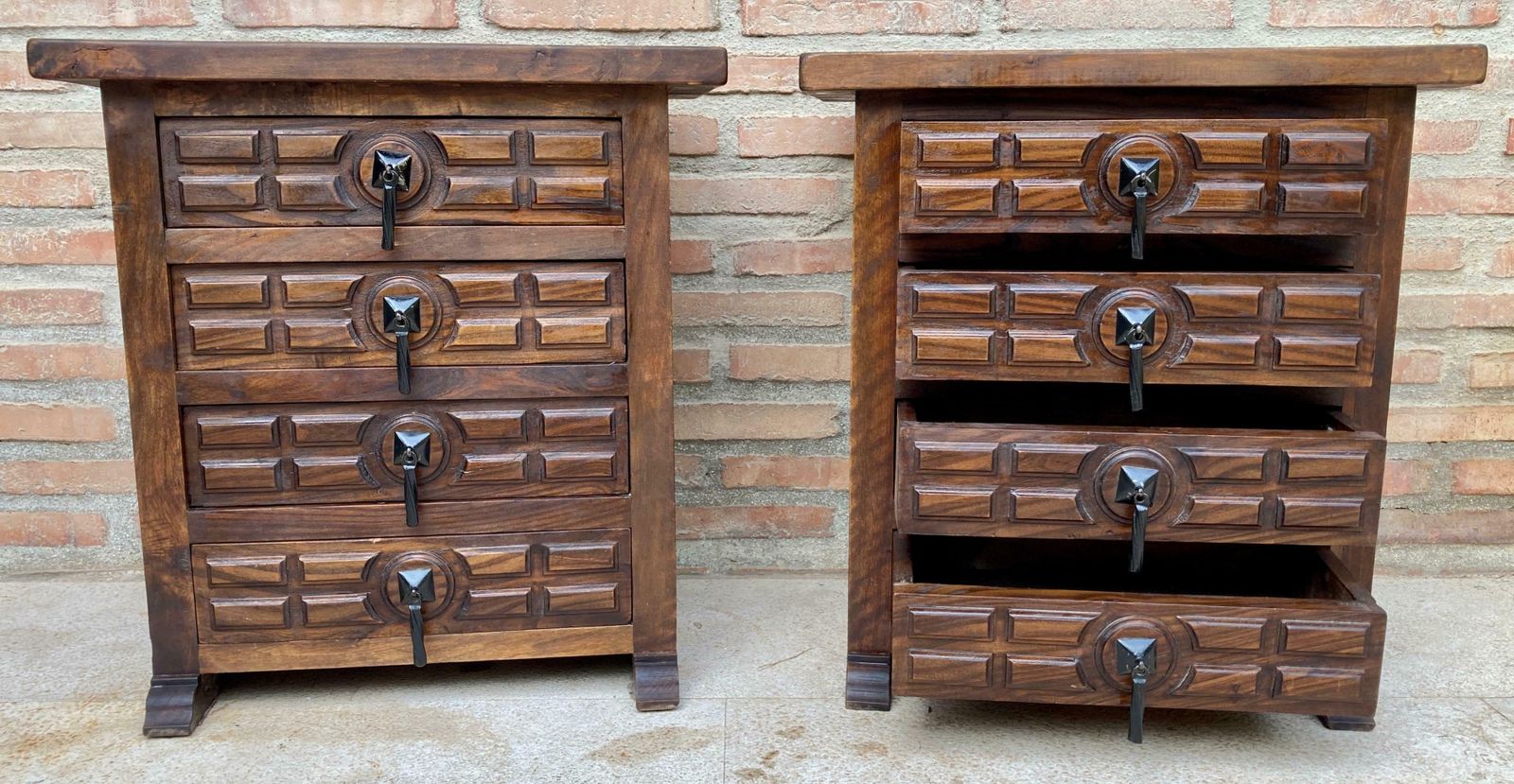 Spanish Nightstands With Four Drawers And Iron Hardware, 1950s, Set Of 2 photo buy