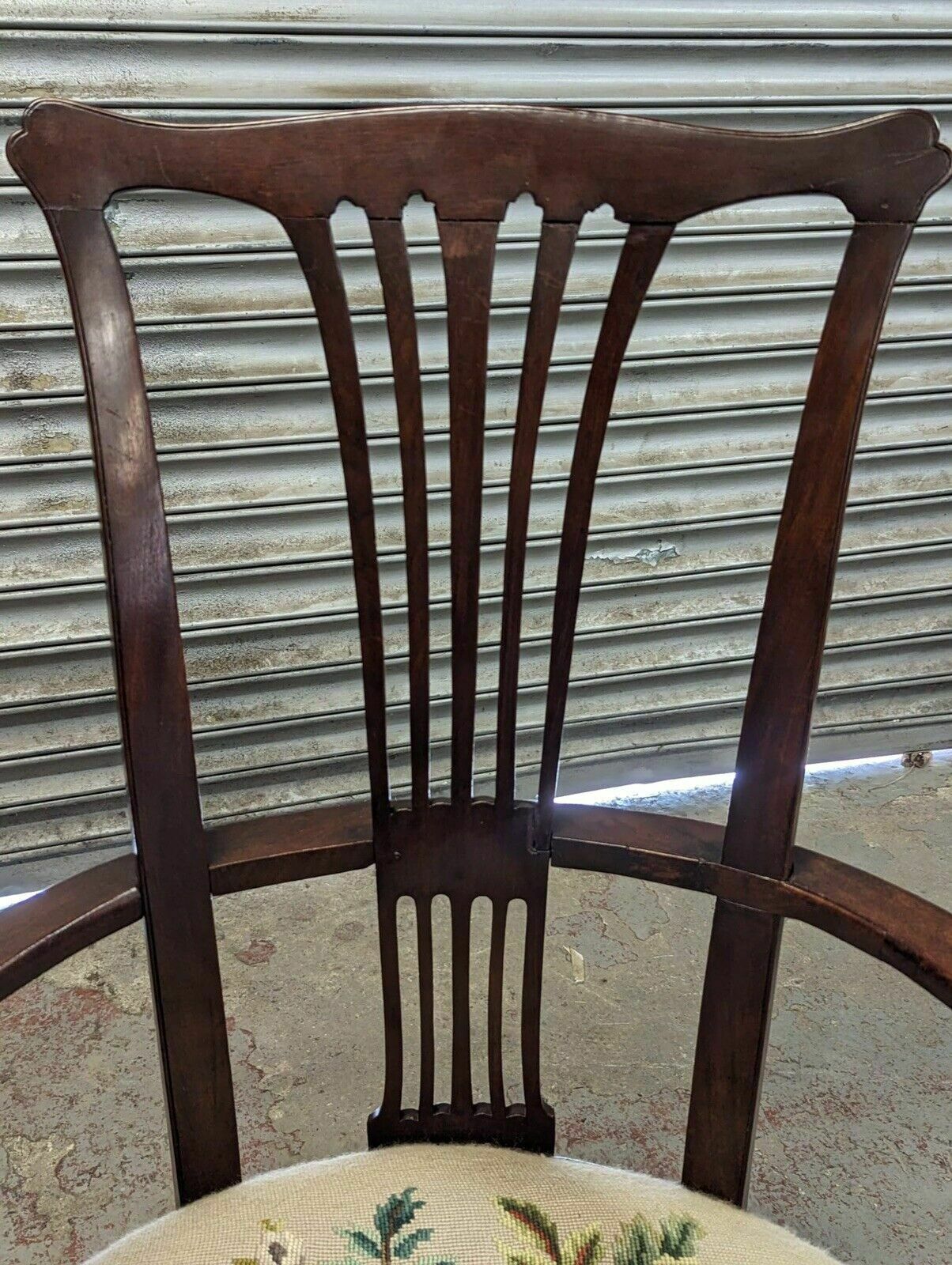 George III Mahogany Splat Back Armchair With Woolwork Seat photo Furniture