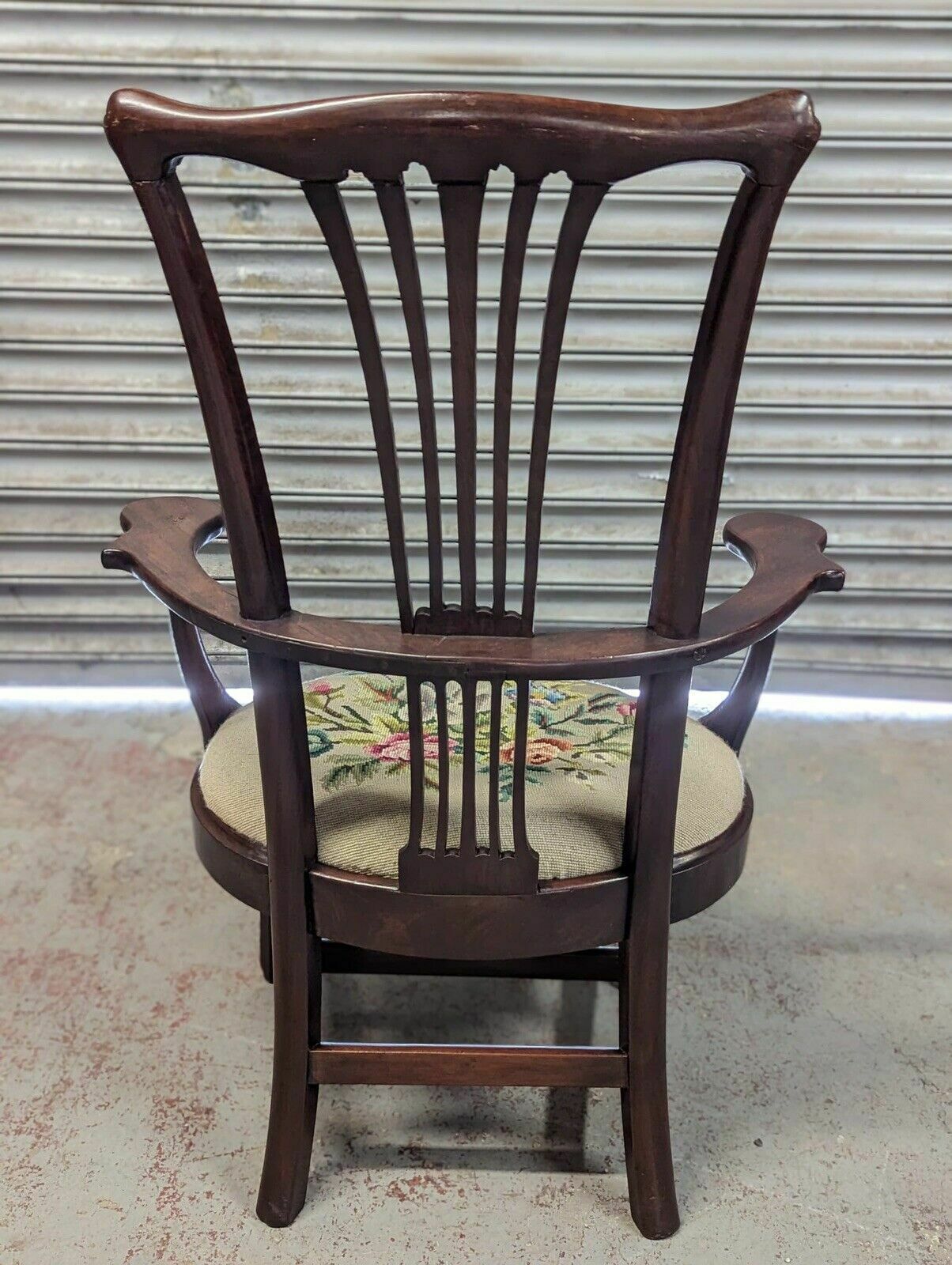 George III Mahogany Splat Back Armchair With Woolwork Seat photo buy