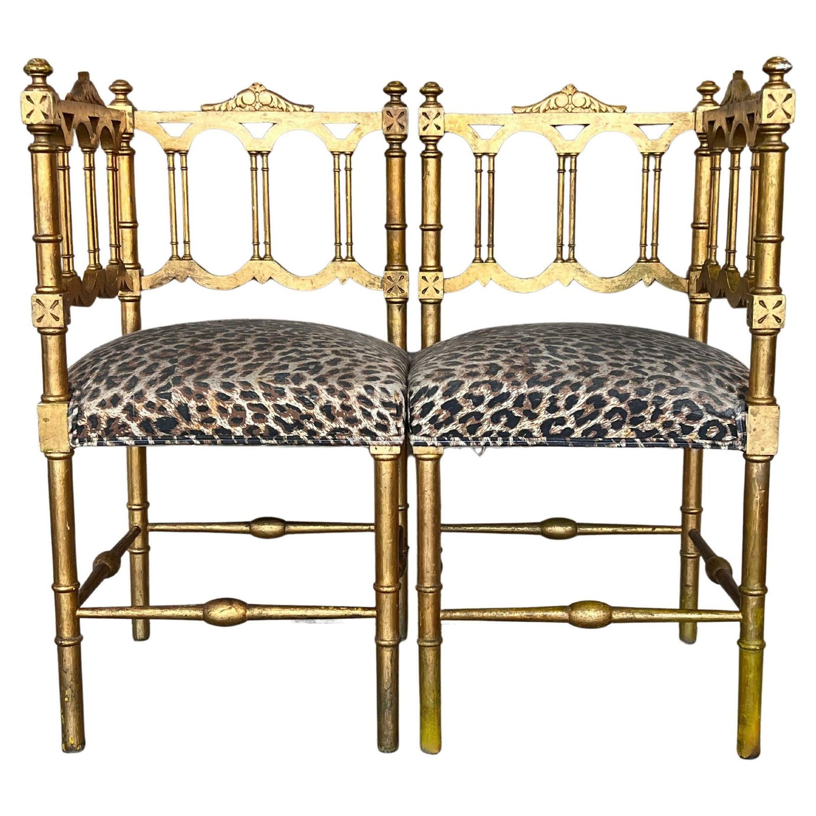 Pair Of French Provincial Gilted Wood Corner Chairs, C1900