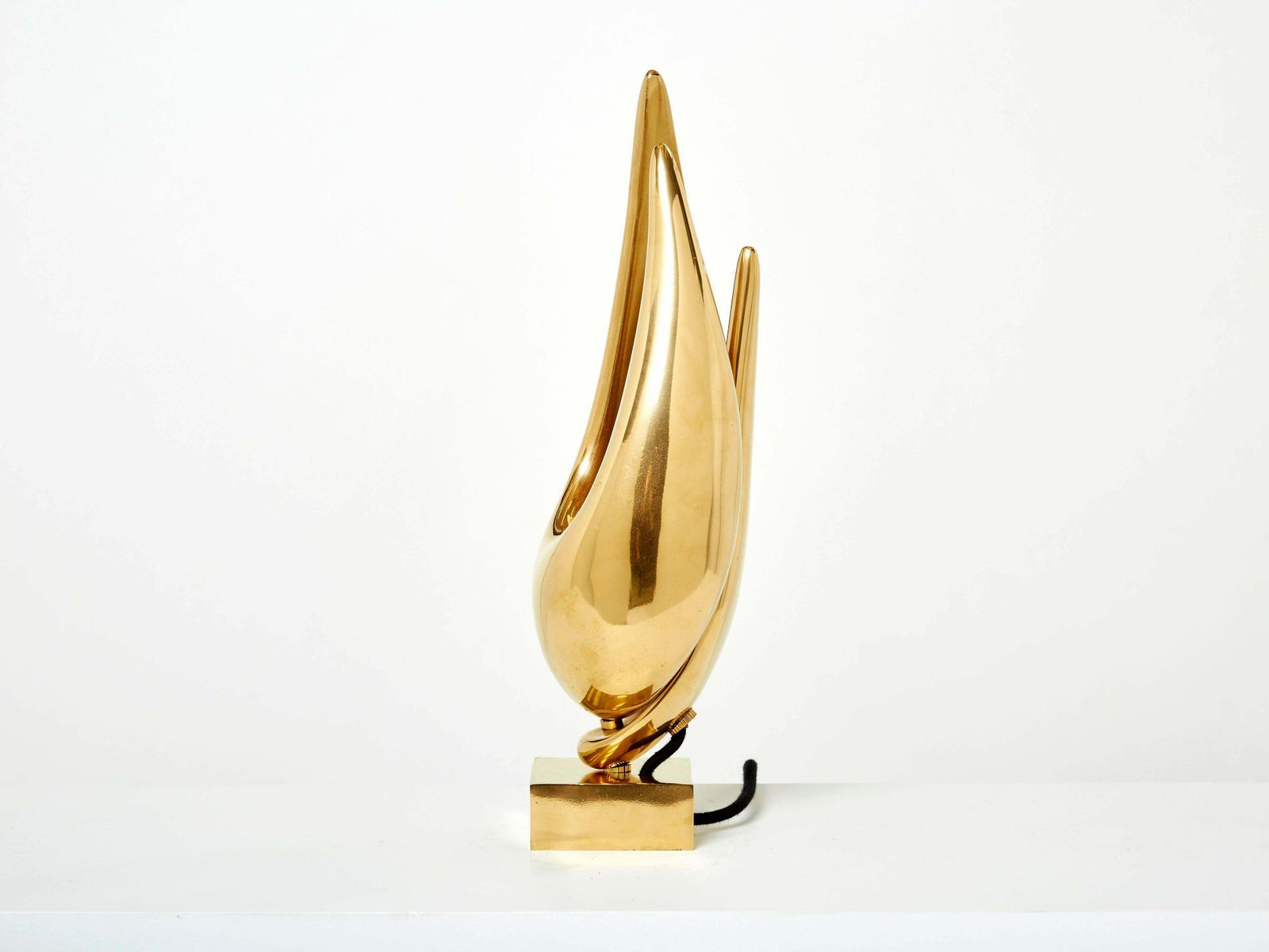Lampe de table sculpture moderniste en bronze doré, Michel Armand, 1970 photo Luminaires