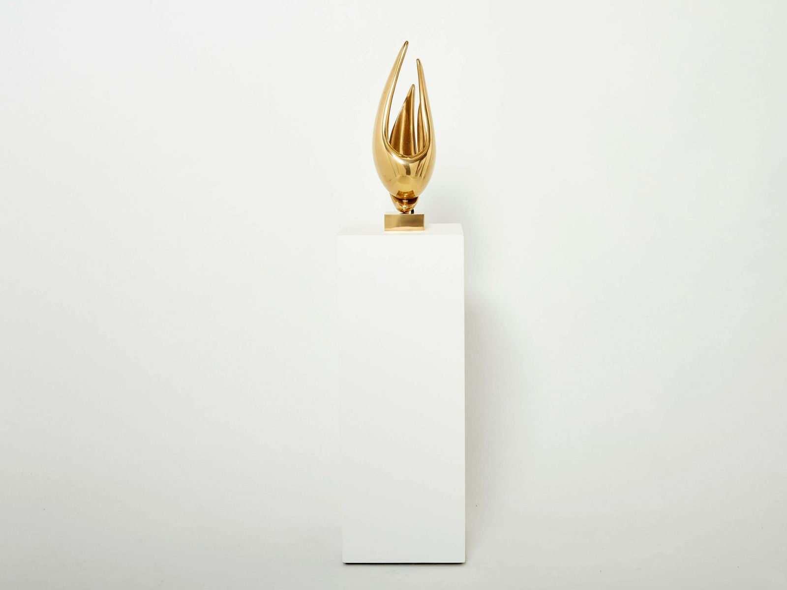 Lampe de table sculpture moderniste en bronze doré, Michel Armand, 1970 photo buy