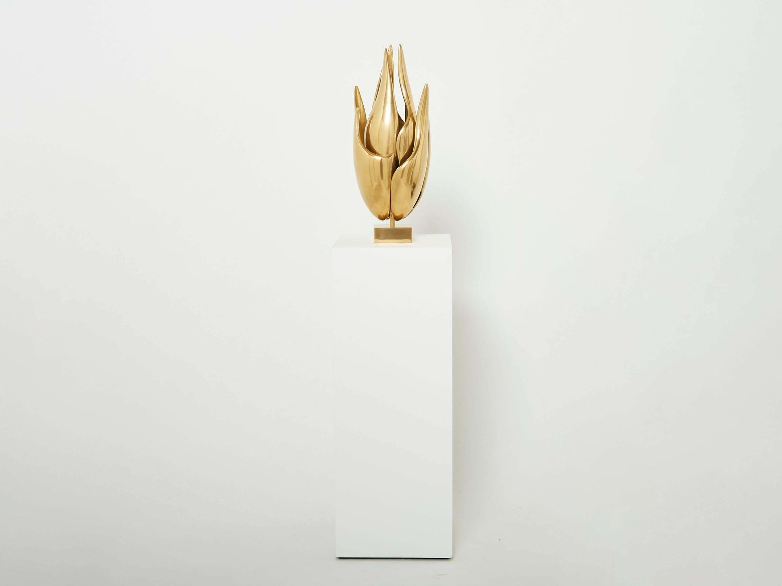 Michel Armand Gilt Bronze Modernist Flame Sculpture Table Lamp, 1970 photo buy