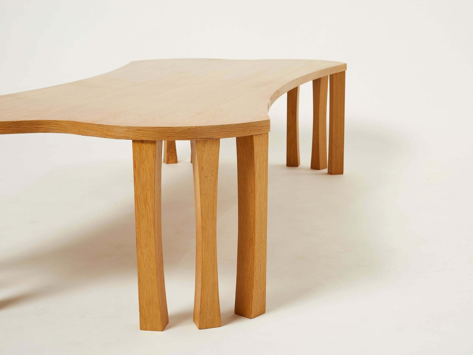Unique Vincent Poujardieu Free Form Oak Wood Coffee Table 1992 photo vinterior