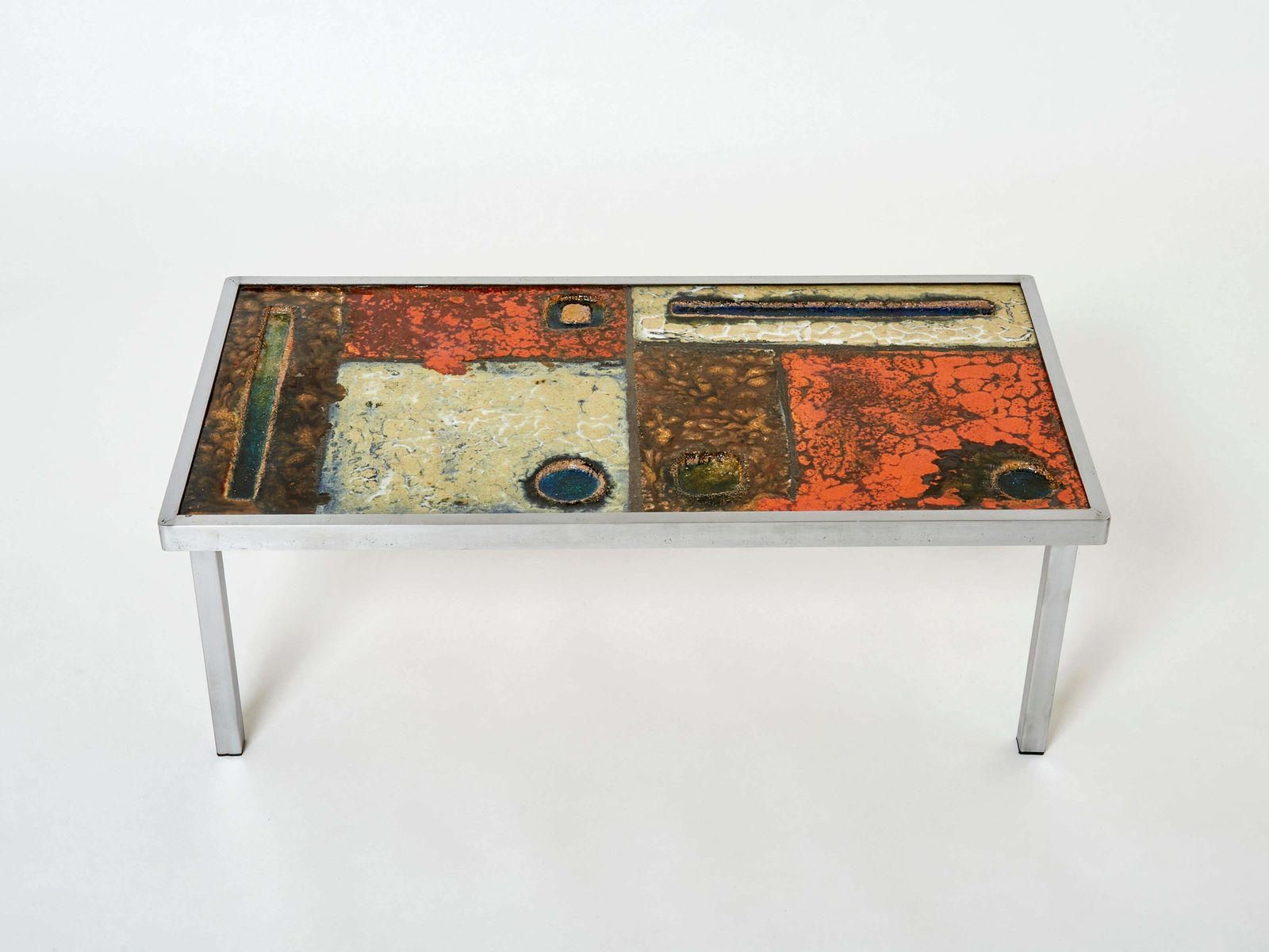 Table basse en céramique et acier Robert et Jean Cloutier, années 1950 photo Mobilier