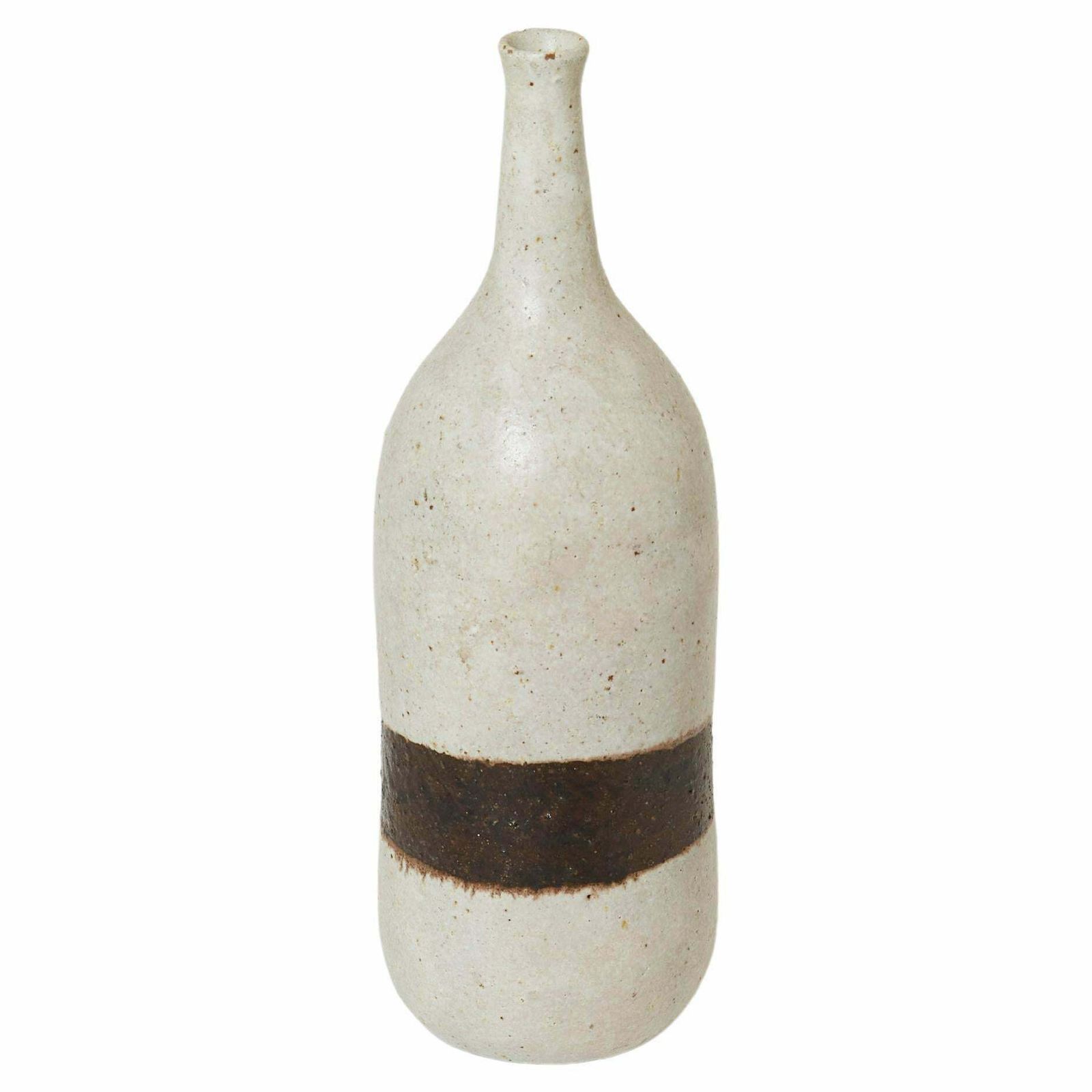 Vase en grès émaillé Bruno Gambone, greige brun, 1970