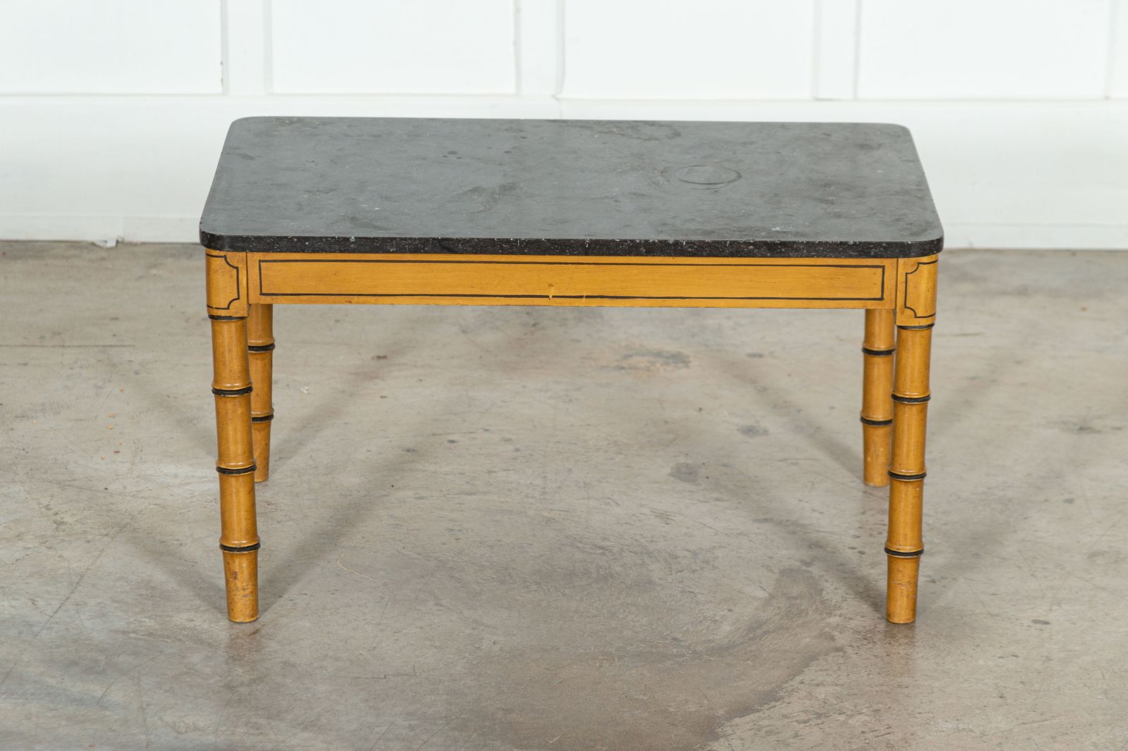 19thc English Faux Bamboo & Marble Painted Beech Coffee Table photo furniture