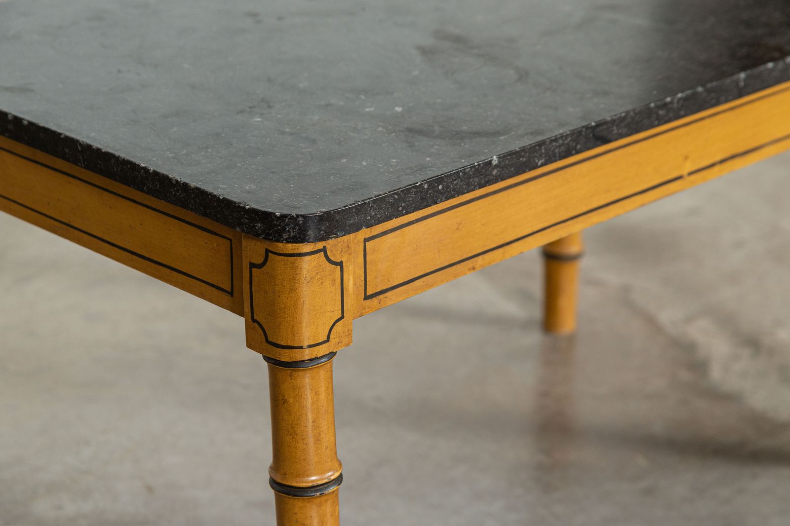 19thc English Faux Bamboo & Marble Painted Beech Coffee Table photo for sale