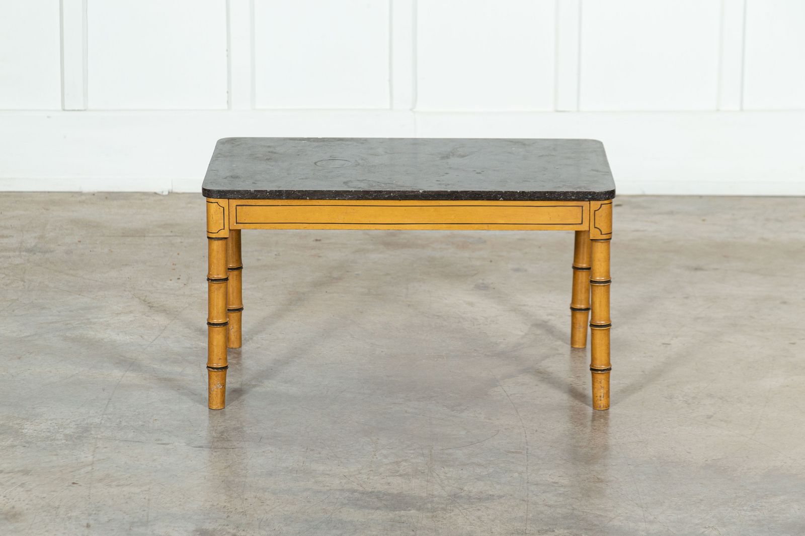 19thc English Faux Bamboo & Marble Painted Beech Coffee Table photo vinterior